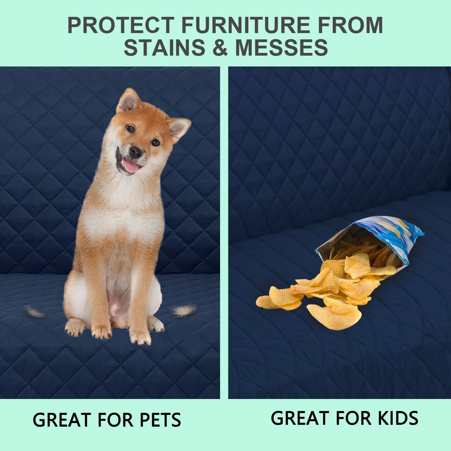 Recliner Chair Covers Reversible Sofa Cover Couch Cover for Pets Lazy Boy Furniture Protector(28''Recliner,Navy/Camel)