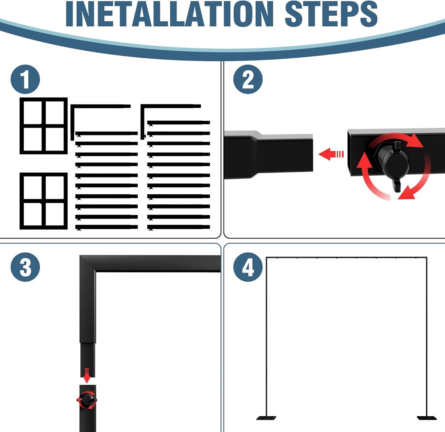 Wokceer 10 FT Backdrop Stand Heavy Duty Pipe and Drape Kit, Adjustable Black Backdrop Stands for Wedding Photo Booth Background Birthday Party Photography Exhibition Decoration