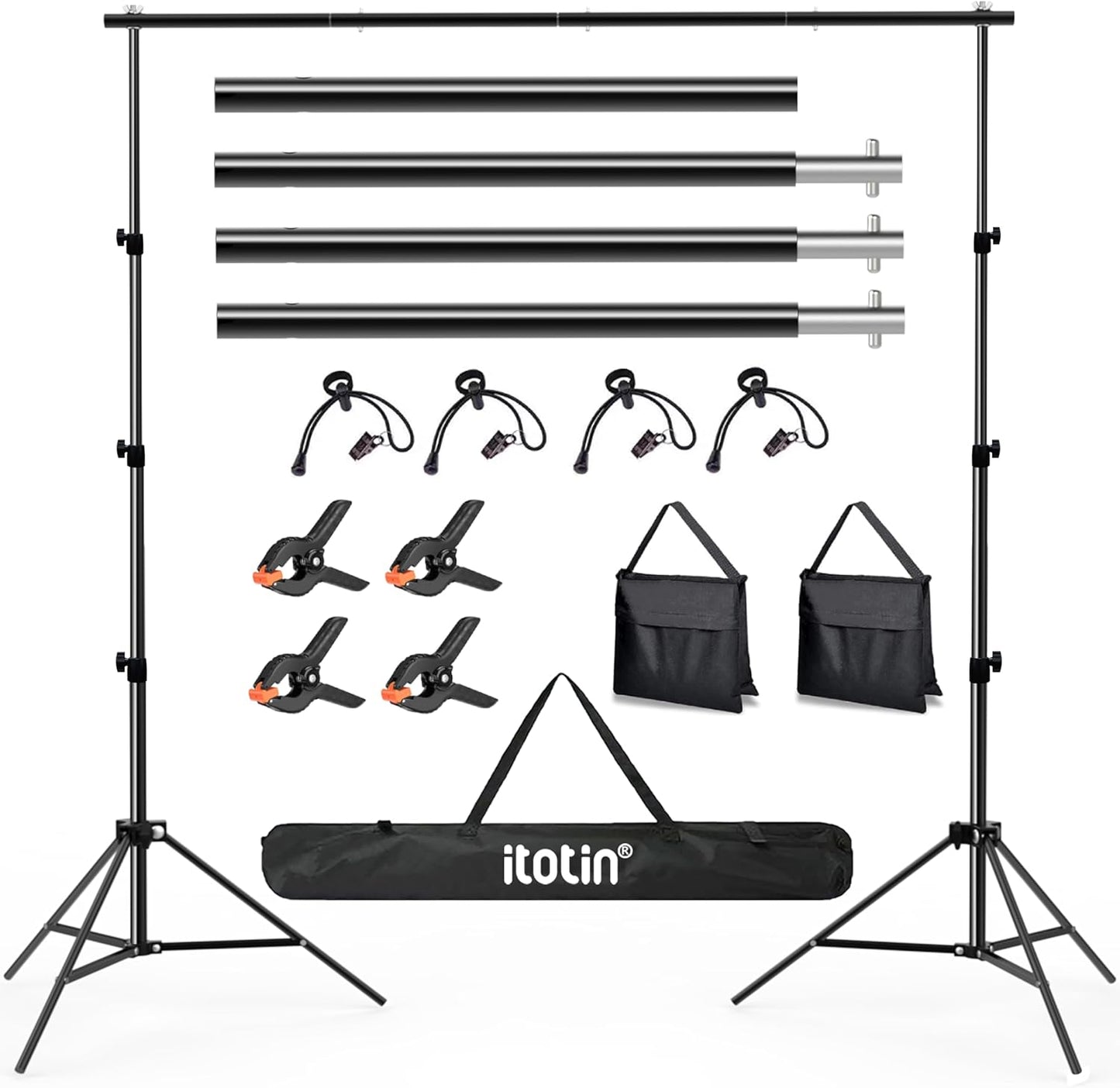 Photo Backdrop Stand, 10x9ft(WxH) Adjustable Photography Backdrop Stand, Aluminum Alloy Studio Photo Background Stand Support System for Party, Wedding, Photography, Advertising Display