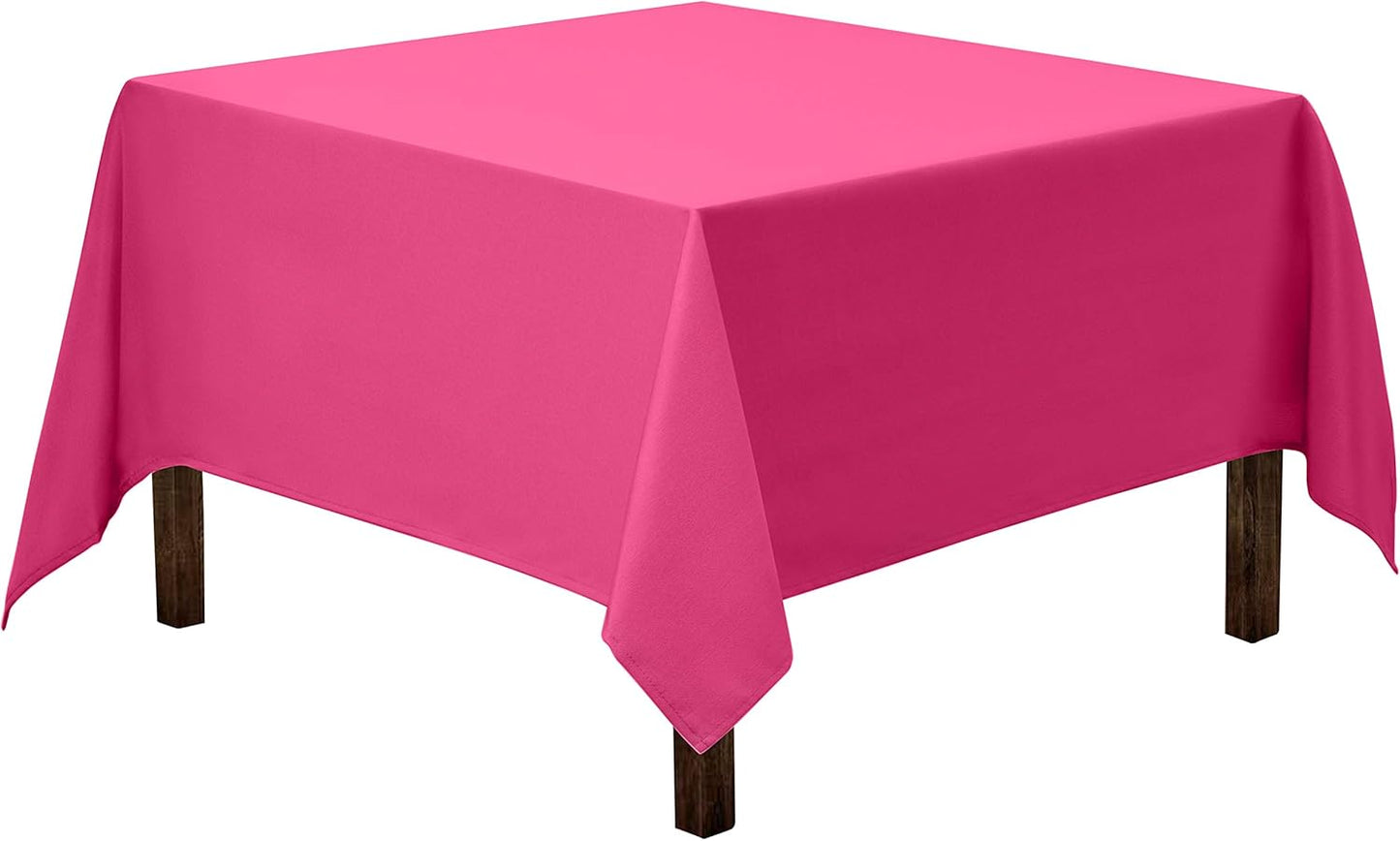 Gee Di Moda Square Tablecloth - 85 x 85 Inch Fuchsia Table Cloth for Large Square or Round Tables - Heavy Duty Washable Fabric - for Buffet Table, Holiday Party, Dinner, Wedding & Baby Shower