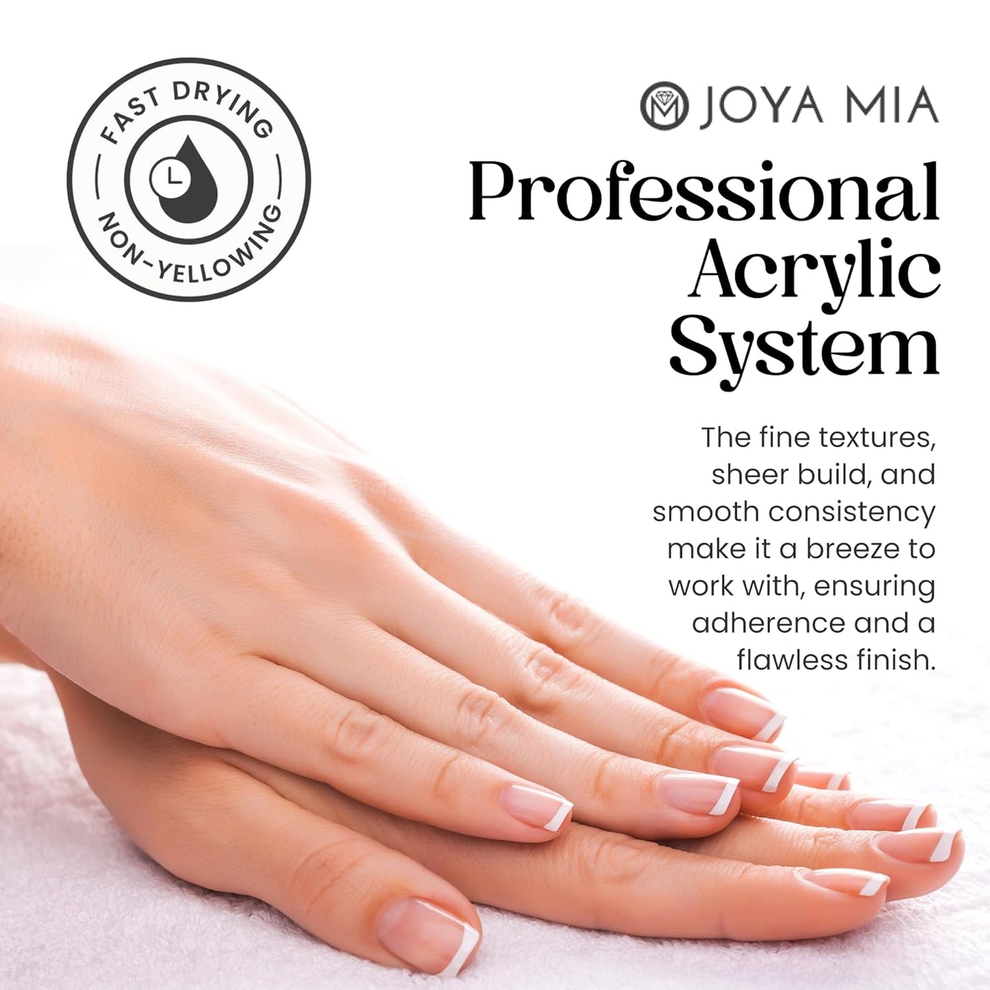 Joya Mia Acrylic Powder for Nails, MMA-Free, Super Adhesion Professional Powder for Flawless & Long-Lasting Nail Enhancements, Easy Application, Vibrant & Stunning Colors - Soft Pink, 1 oz