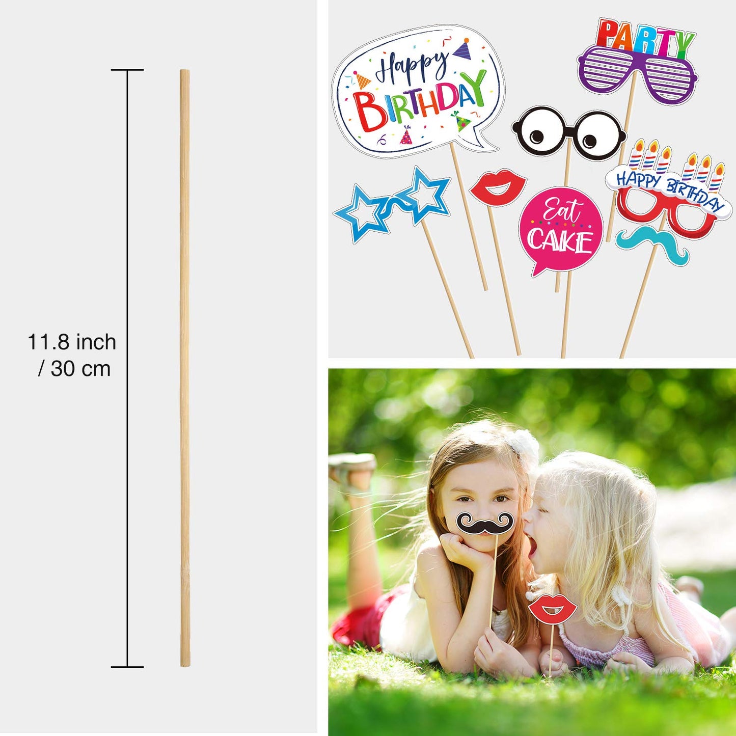 29 Pieces Birthday Photo Booth Props Kit Colorful Funny Kids Birthday Theme Table Centerpiece Craft