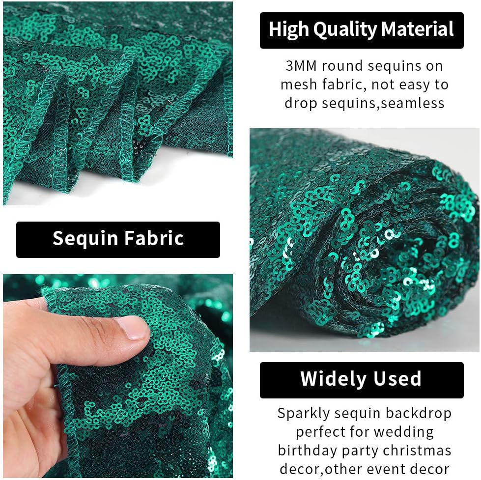 Hahuho Hunter Sequin Backdrop Curtain, 4PCS 2FTx8FT Glitter Backdrop Curtain for Parties, Christmas, Wedding, Party Decoration（4 Panels, 2FT x 8FT, Hunter