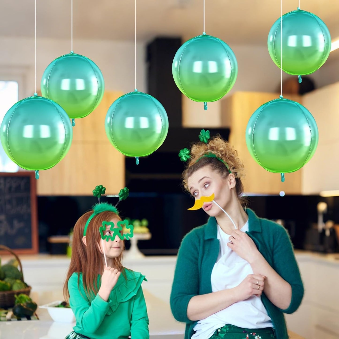 6Pcs Gradient Blue Round Foil Balloons,Giant 4D Round Ball Balloon,22 Inch Blue Balloons for Birthday Wedding Graduation Prom Party Decorations