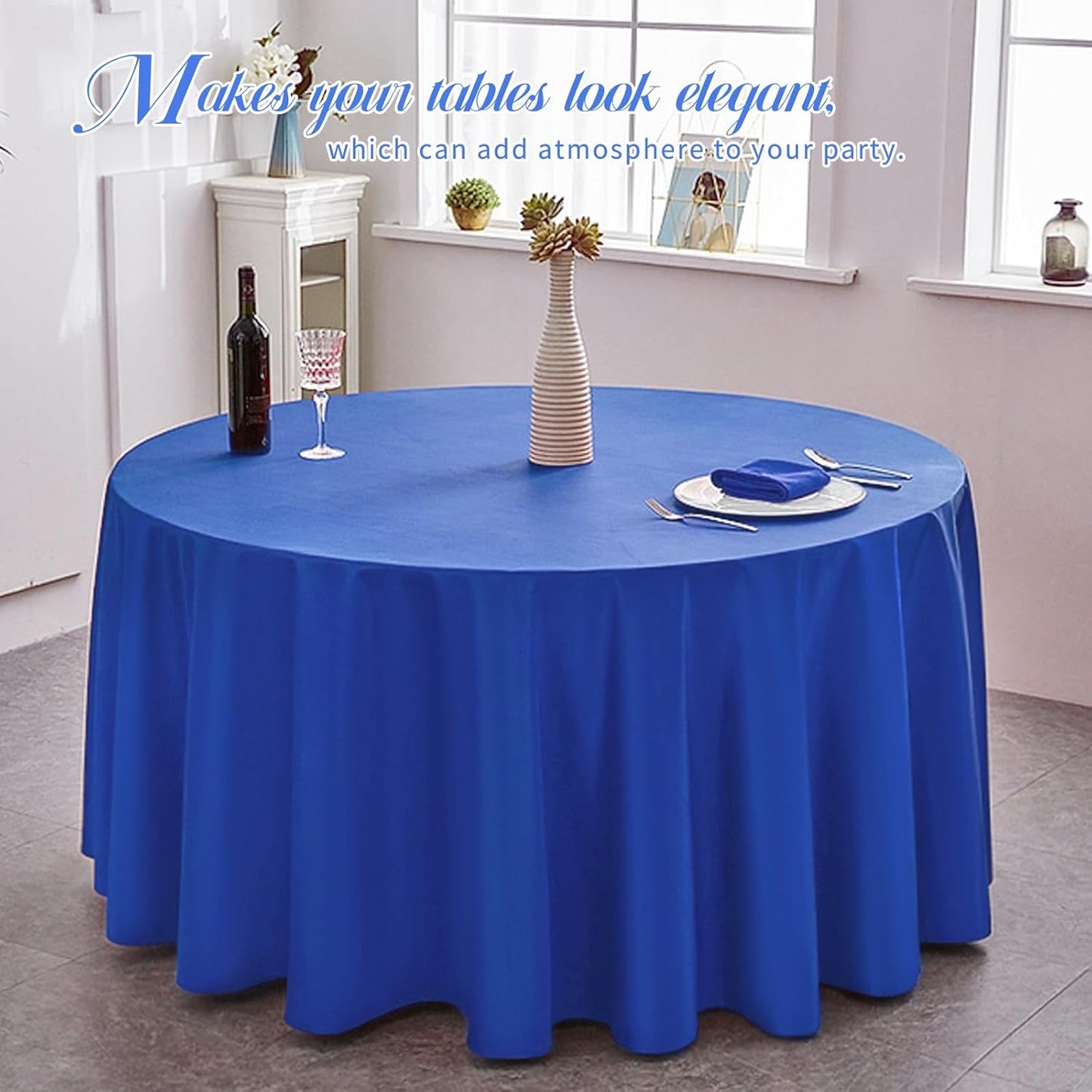 6 Pack Round Tablecloths - 90 Inch, Royal Blue Polyester Table Cover for Round Table, Stain and Wrinkle Resistant Washable Fabric Table Cloth, Polyester Tablecloth for Wedding Banquet Parties