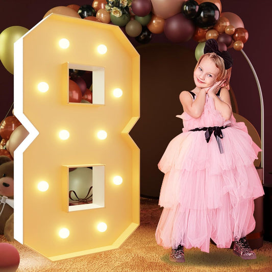 imprsv 4FT Marquee Numbers, Light Up Numbers 8 for 18th 80th Birthday Decorations, Large Light Up 8 Anniversary Party Deco, Pre-Cut Foam Board Kit
