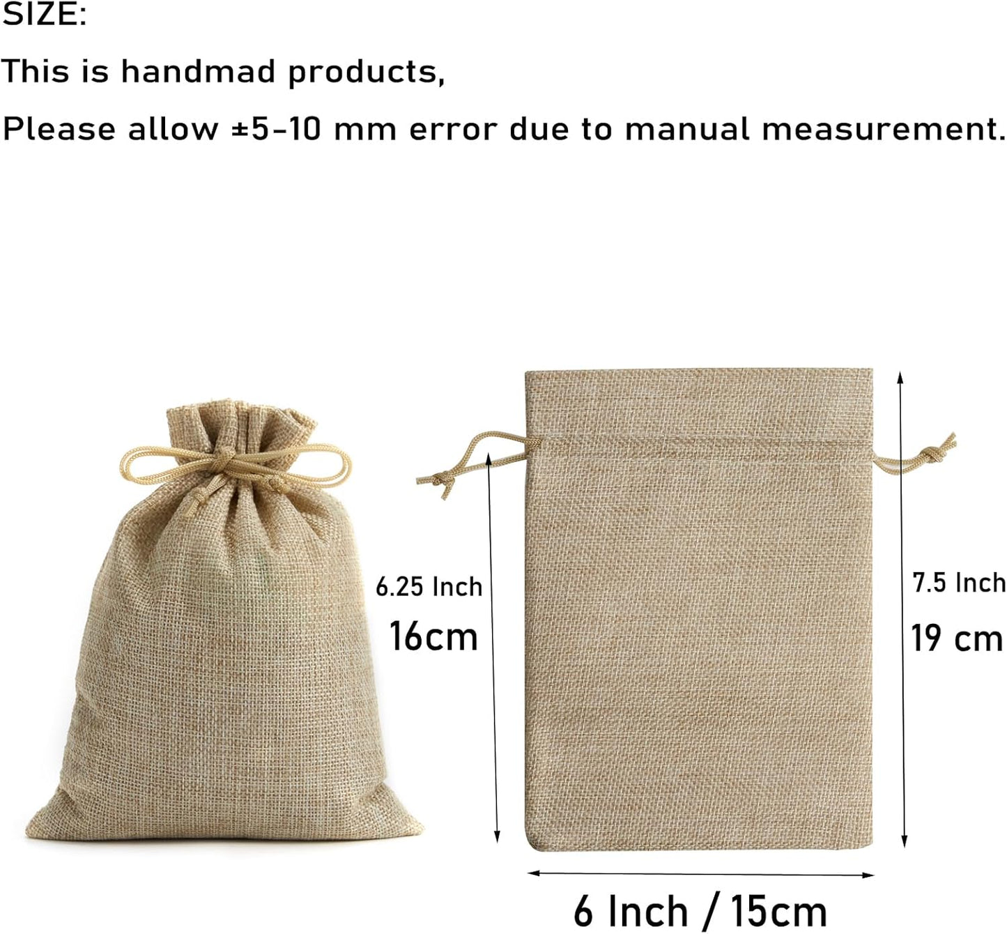 Tendwarm 50 Pcs 5.9x7.8 Inch Burlap Gift Bags with Drawstring Linen Jewelry Bag for Wedding Party Favors