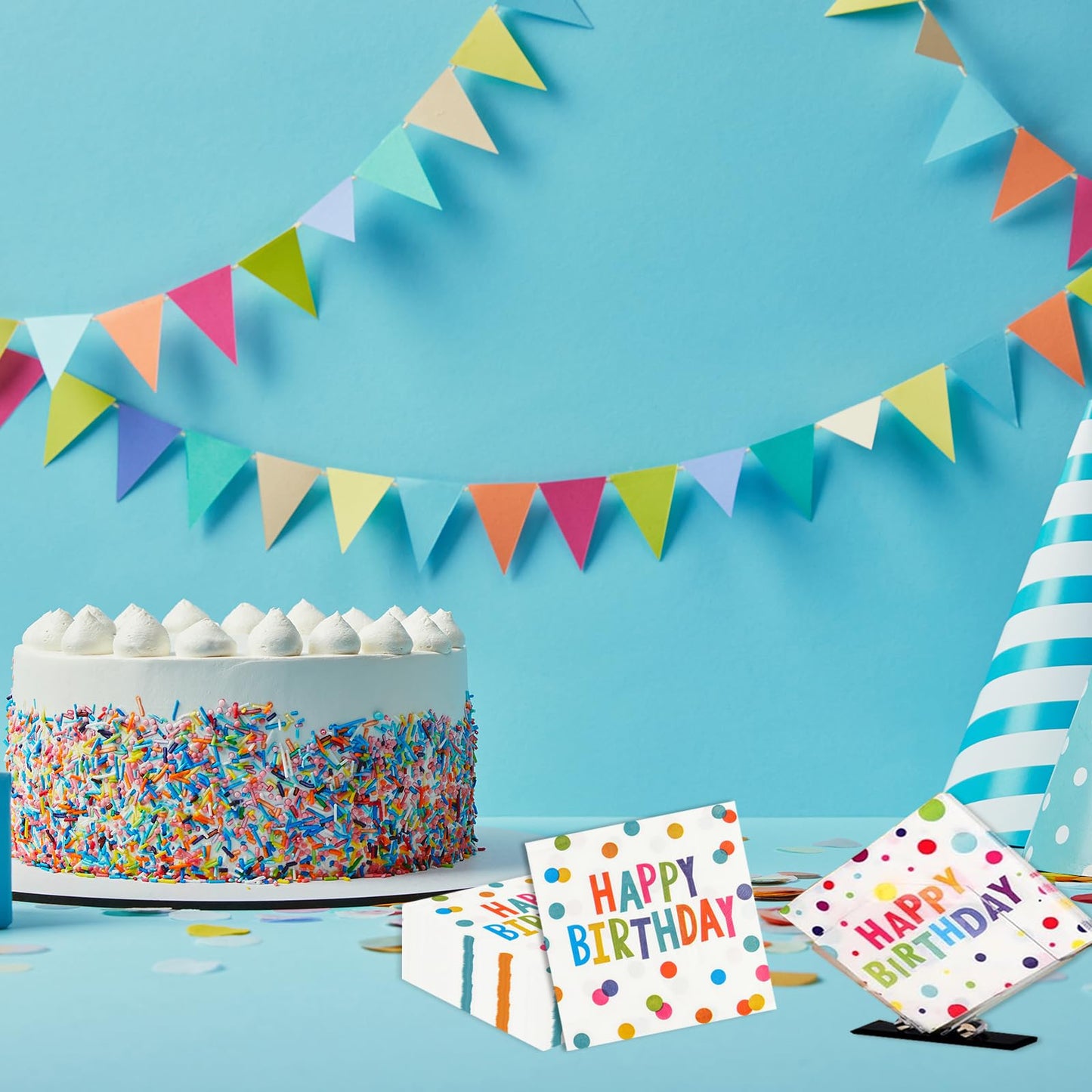 HFBOBP 50PCS Happy Birthday Paper Napkins 13 x 13 Inches Luncheon Napkins Cocktail Napkins