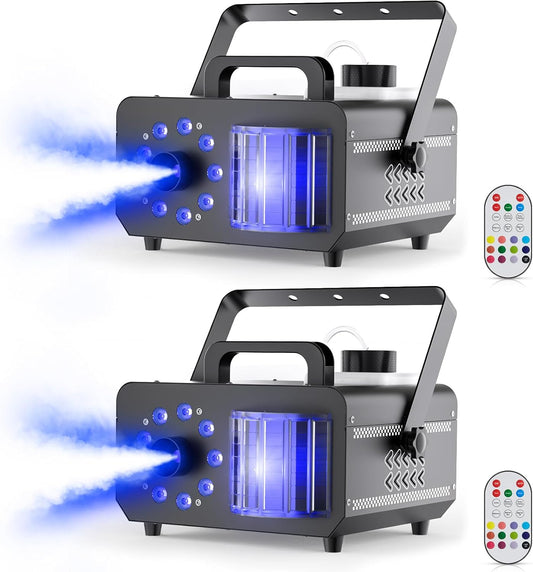 Fog Machine with RGBW LED Lights, 1200W Professional Smoke Machine, 1L Tank, 3000CFM Output, 14 Colors for DJ Party Stage Wedding Halloween 2PACK
