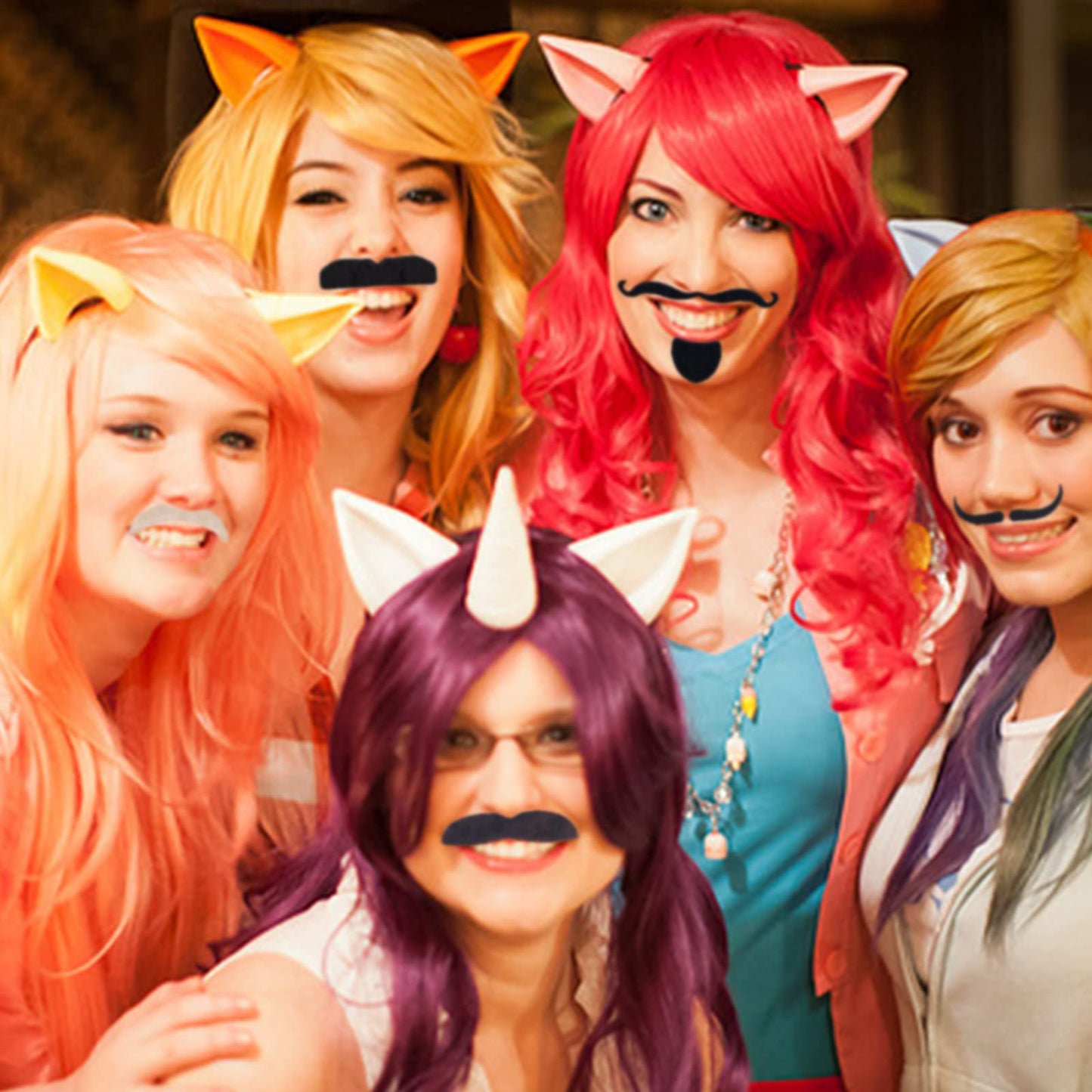 KICNIC 60 Pcs Fake Mustaches Self Adhesive, 20 Designs for Costume Party