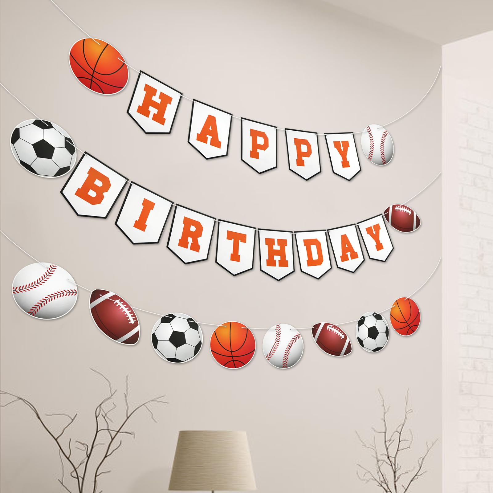 3pcs Sports Birthday Party Banner, Sports Themed Party Decorations