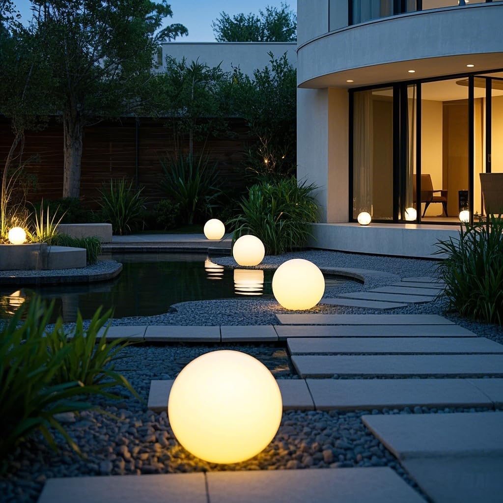 10-Inch LED Ball Light, Rechargeable Dimmable LED Glowing Orb Light w/Remote, 16 RGB Color Changing Globe Floor Lamp, Indoor/Outdoor Waterproof Mood Lamp for Home Lawn Party Pool Decor