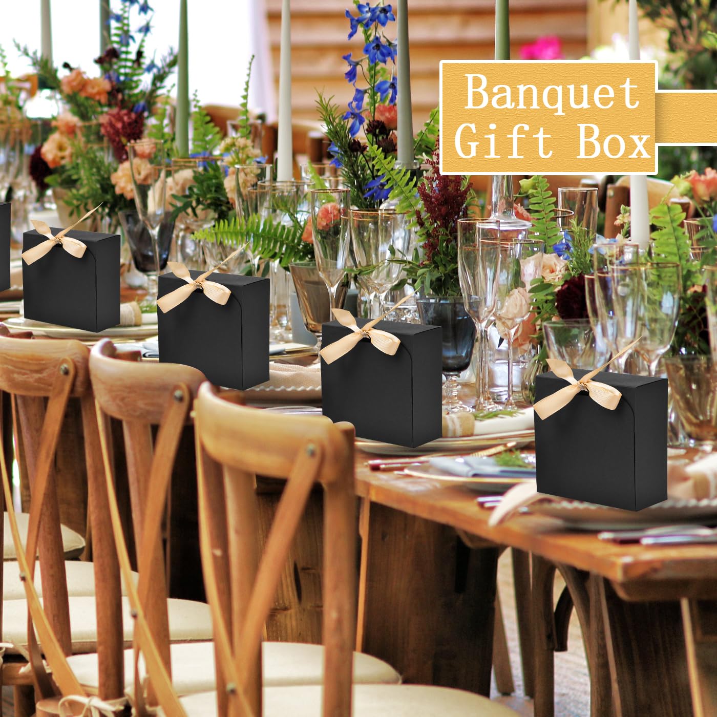WLUSEAXI 12 Pack Small Gift Boxes with Lids for Presents, Black Gift Boxes