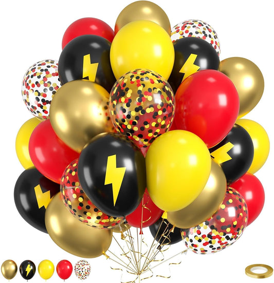Red Yellow Black Balloons, 50pcs Yellow Black Red Balloons, Printed Balloon Confetti Balloon For Boys Men Birthday Baby Shower Party Wedding Bachelorette Graduation Anniversary Decorations
