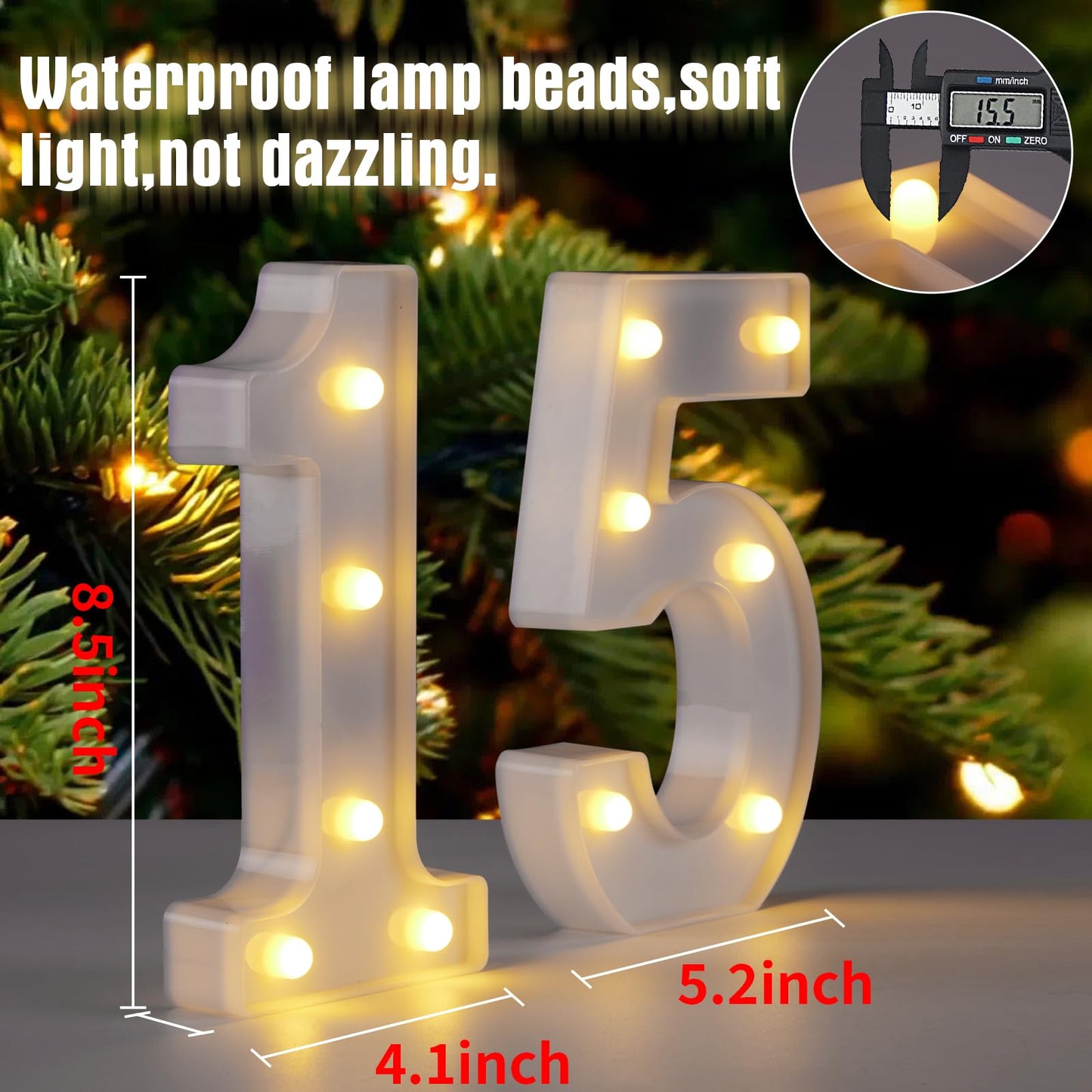 Marquee Numbers 15th Birthday Decorations For Girls Boys,15 Light Up Numbers Quinceanera