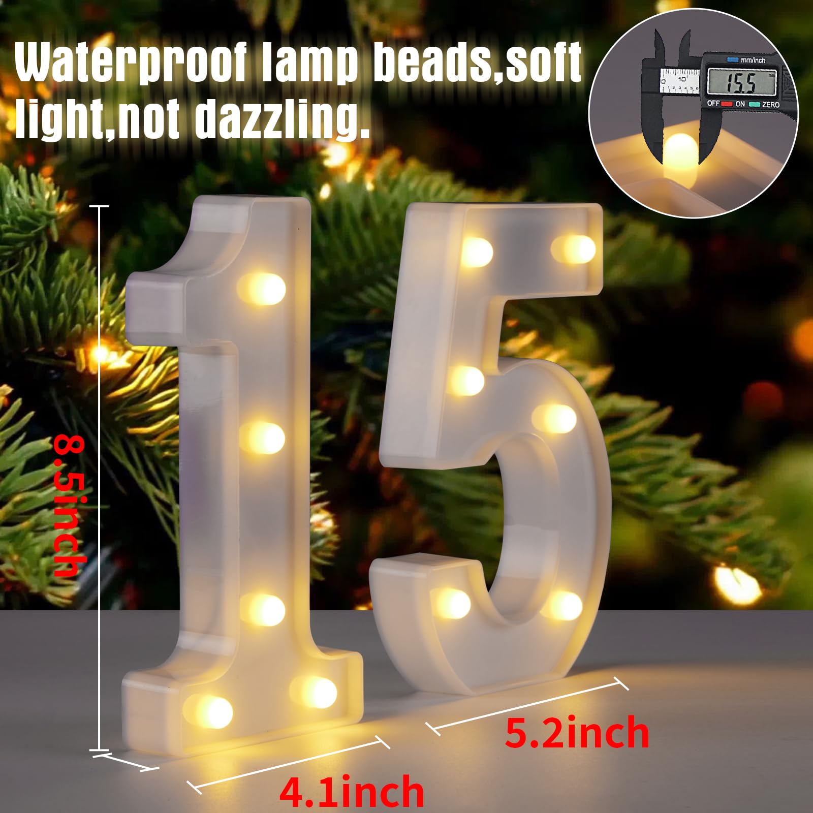 Marquee Numbers 15th Birthday Decorations For Girls Boys,15 Light Up Numbers Quinceanera