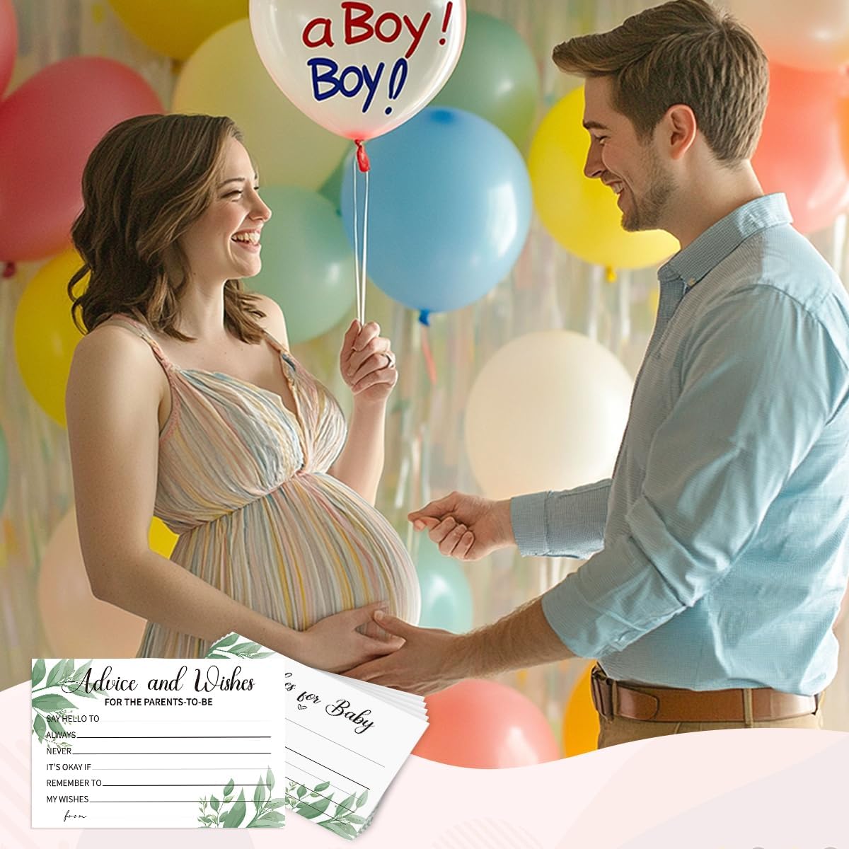 50Pcs Baby Shower Advice Cards with Advice and Wishes Box for New Parents Baby Shower Game Activities Ideas for Guests Baby Decorations for Baby Shower