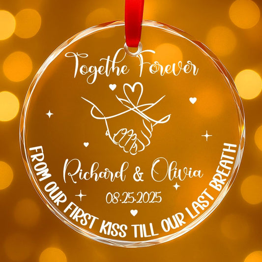 Personalized Christmas Ornaments with Names, Couple Glass Ornament, Custom Wedding Gifts for Couples 2025, Wedding Gift Ideas for Newly Wed Couple, Bride, Bridal Shower, Future Mr & Mrs (C3)