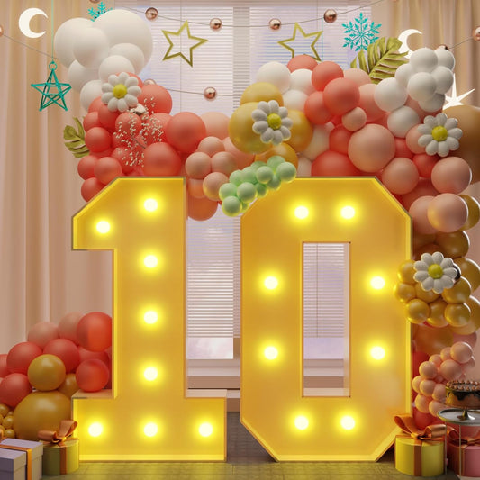 Imprsv 3FT Light Up Numbers, Marquee 10th Birthday Decorations for Girls Boys, Large Light Up 10th Birthday Women Foam Board Anniversary Party Decorations Arch Kit (DIY)