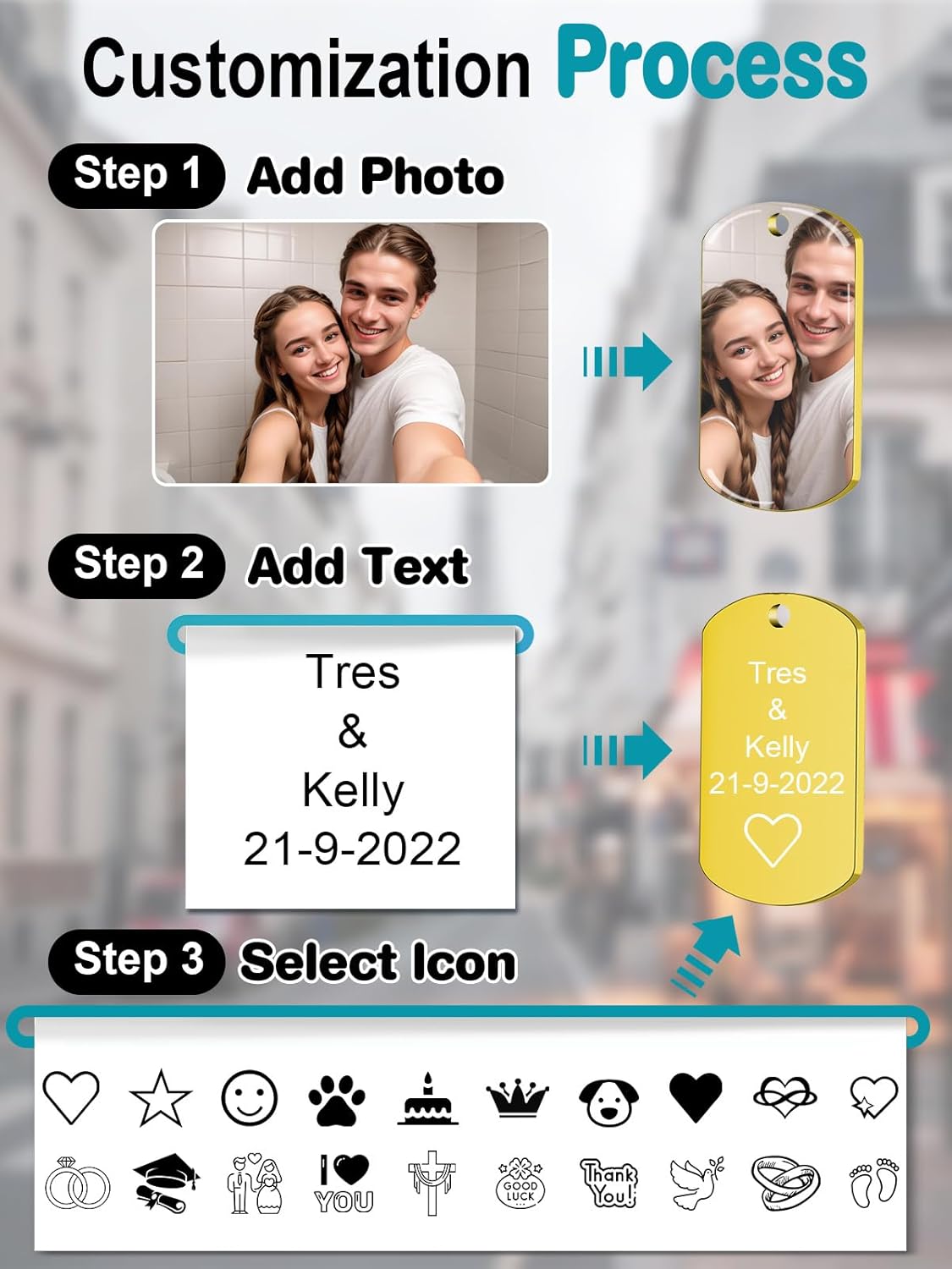 Custom Keychain with Picture - Personalized Photo LOGO Text Customized Key Chain for Boyfriend Dad Men Gifts