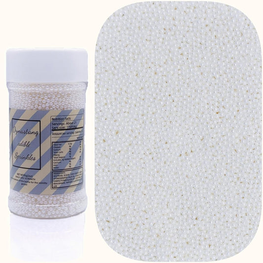 Dynastang 2mm White Pearls Sprinkles Edible Pearls Cake Decorating Stars Cake Decorations Cupcake Toppers Cookie Decorating Perfect for Cakes, Cupcakes, Desserts Toppings 3OZ