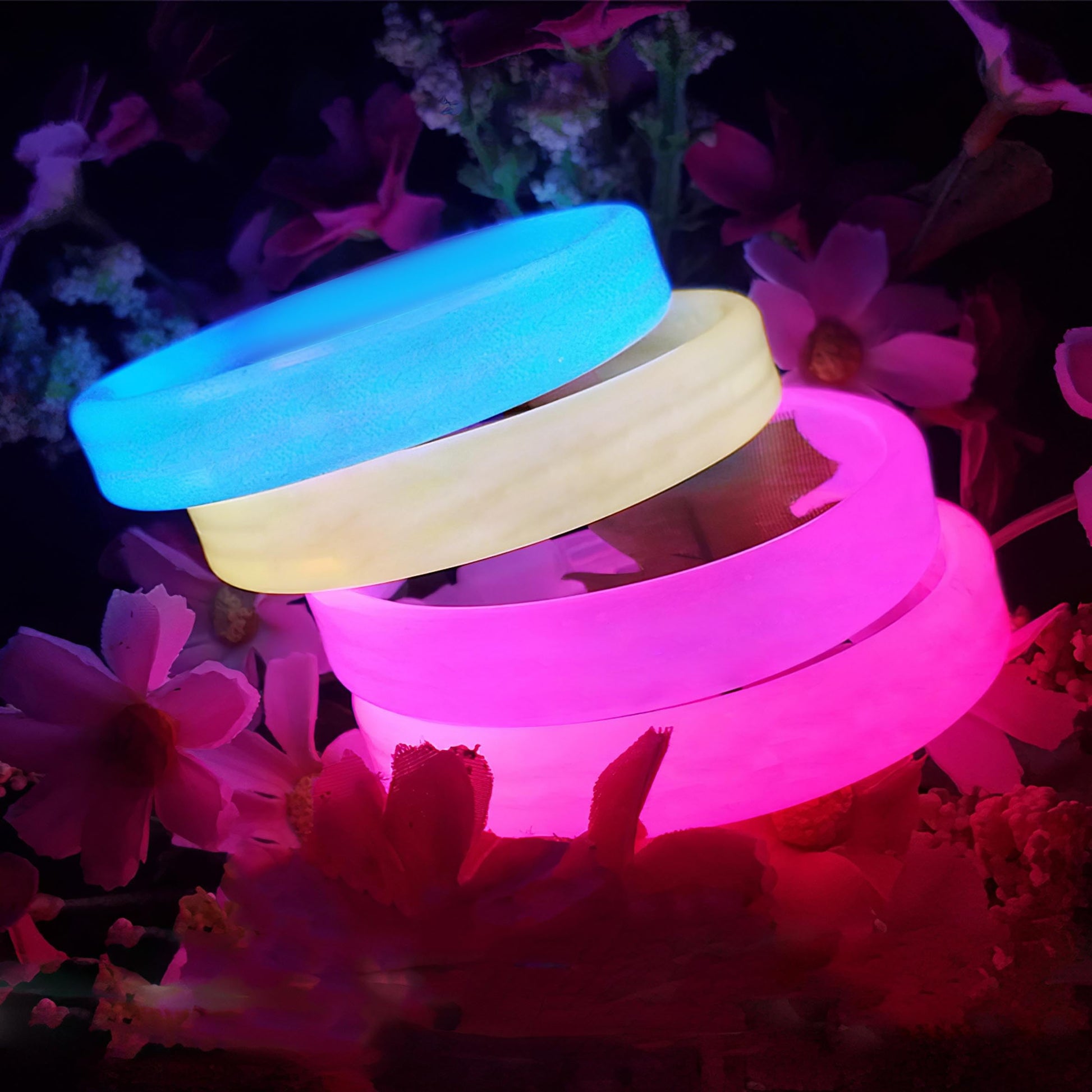 Lesnala 24Pcs Glow in the Dark Silicone Bracelets 8 Colors for Party Events