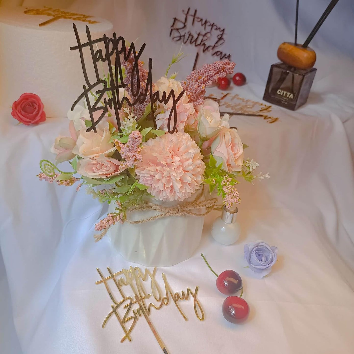 Black Happy Birthday Cake Topper – 1 pc, 5.3x3.9 Inch Acrylic Cake Decorations – Easy-to-Use Birthday Topper for Cakes, Cupcakes & Parties