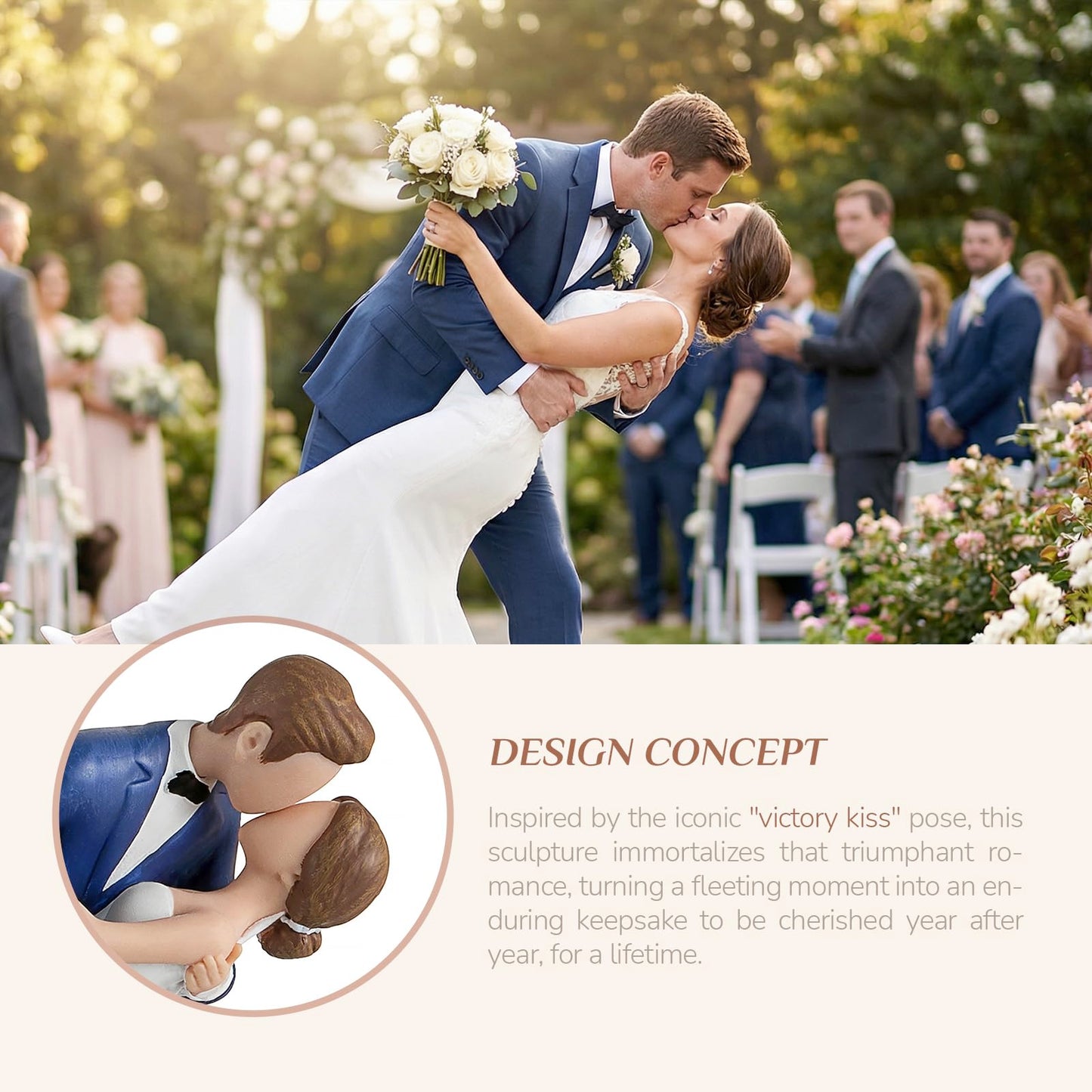 Storieme 4.7” Classy Bride and Groom Cake Toppers (0.5LBS with Secure Base)