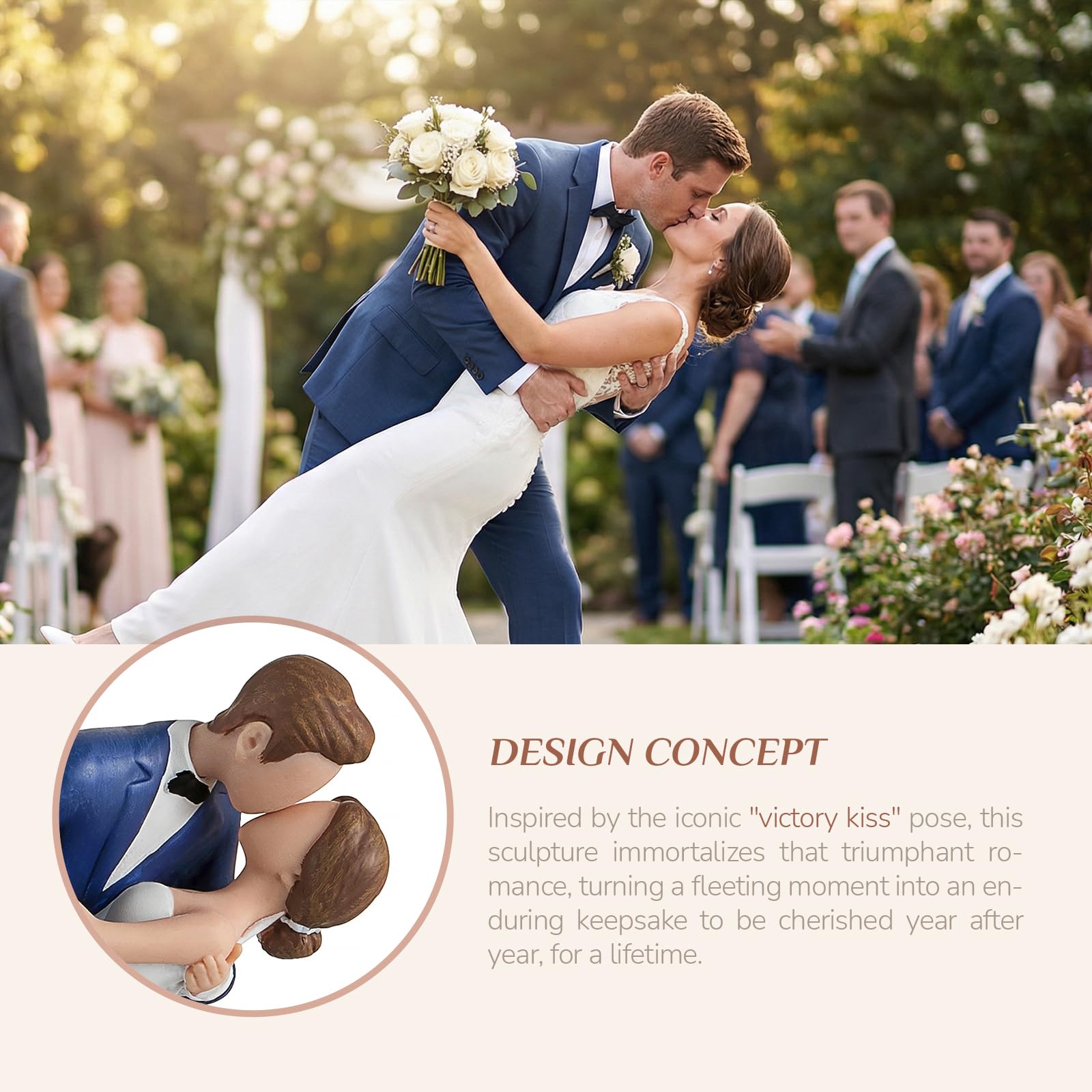 Storieme 4.7” Classy Bride and Groom Cake Toppers (0.5LBS with Secure Base)