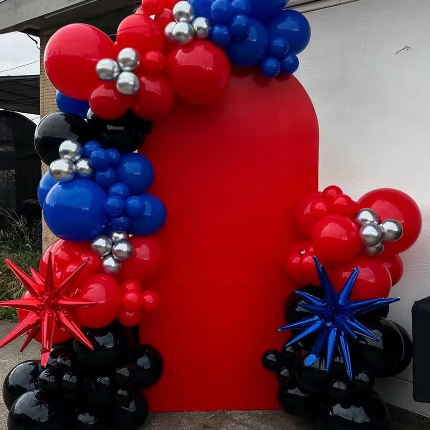 Red Blue Black Balloons, 12 Inch Black Red Royal Blue Metallic Silver Confetti Balloons with Star Foil Balloon for Man Boys Birthday Party Baby Shower Graduation Party Decoration