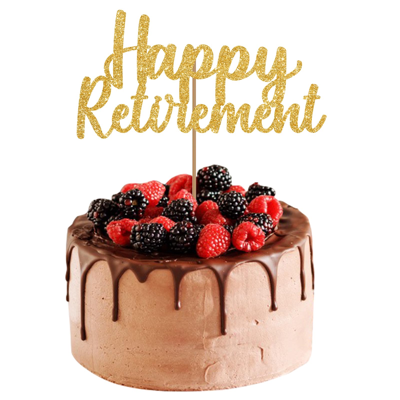 Happy Retirement Cake Topper Gold Glitter Retired Cake Picks Retire Party Favors Retired Party