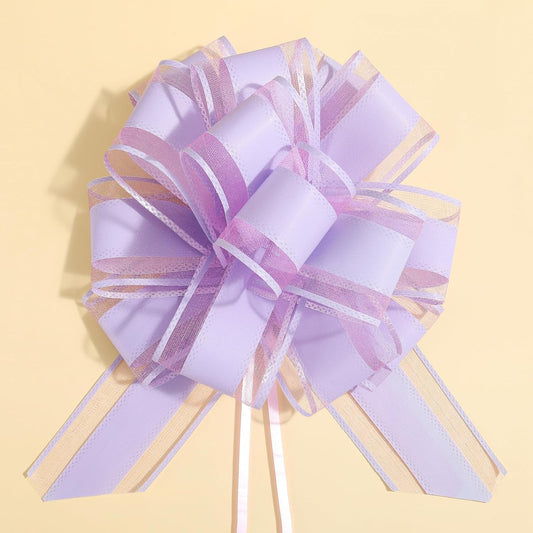 Large Pull Bows, 6 inches, Pull Bows for Weddings, Birthdays, Christmas & Valentine's Day Gift Decorations, Flower Decorations (Purple)
