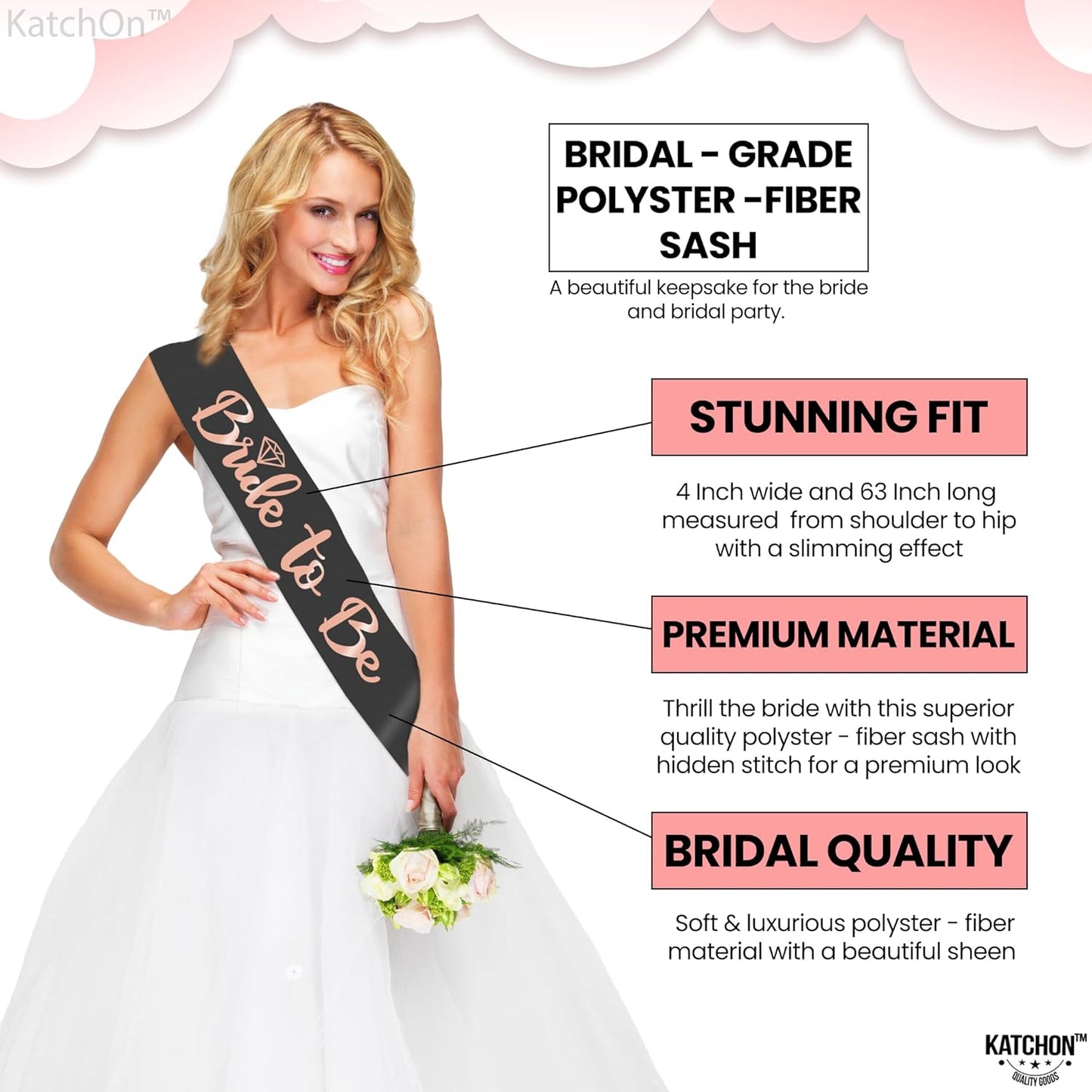 KatchOn, Rose Gold Bride To Be Sash and Bride Headband - Pack of 2 | Bachelorette Sash for Bachelorette Party Decorations