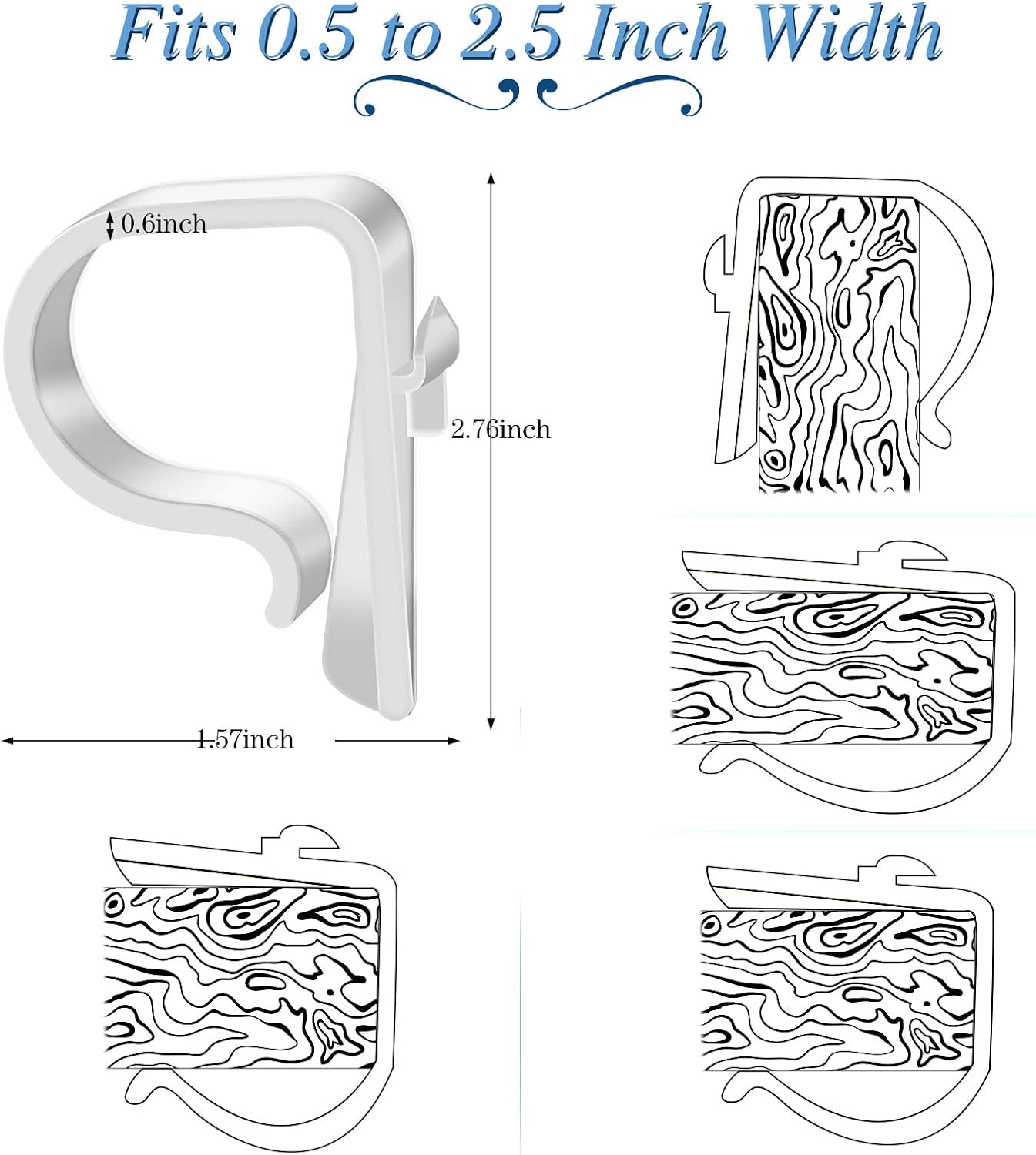 Yookeer 36 Pieces Church Pew Clips Heavy Duty Plastic Hooks Tablecloth Chair Table Clips Translucent White Holders for Wedding Ceremony Church Aisle Railing Bow Decorations