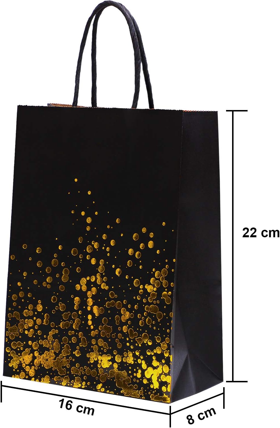Cooraby 30 Pieces Bronzing Gold Black Paper Kraft Polka Dot Party Bags With Handle for Party Favors and Hen Parties