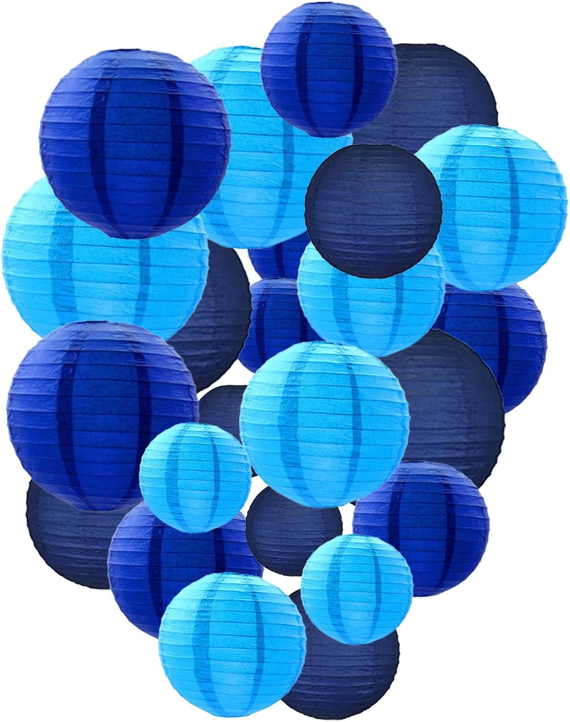 Blue Paper Lanterns Decorative, Chinese/Japanese Hanging Round Paper Lanterns Decorations for Wedding, Bridal/Baby Shower, Father's Day, Gender Reveal (12 PCS)