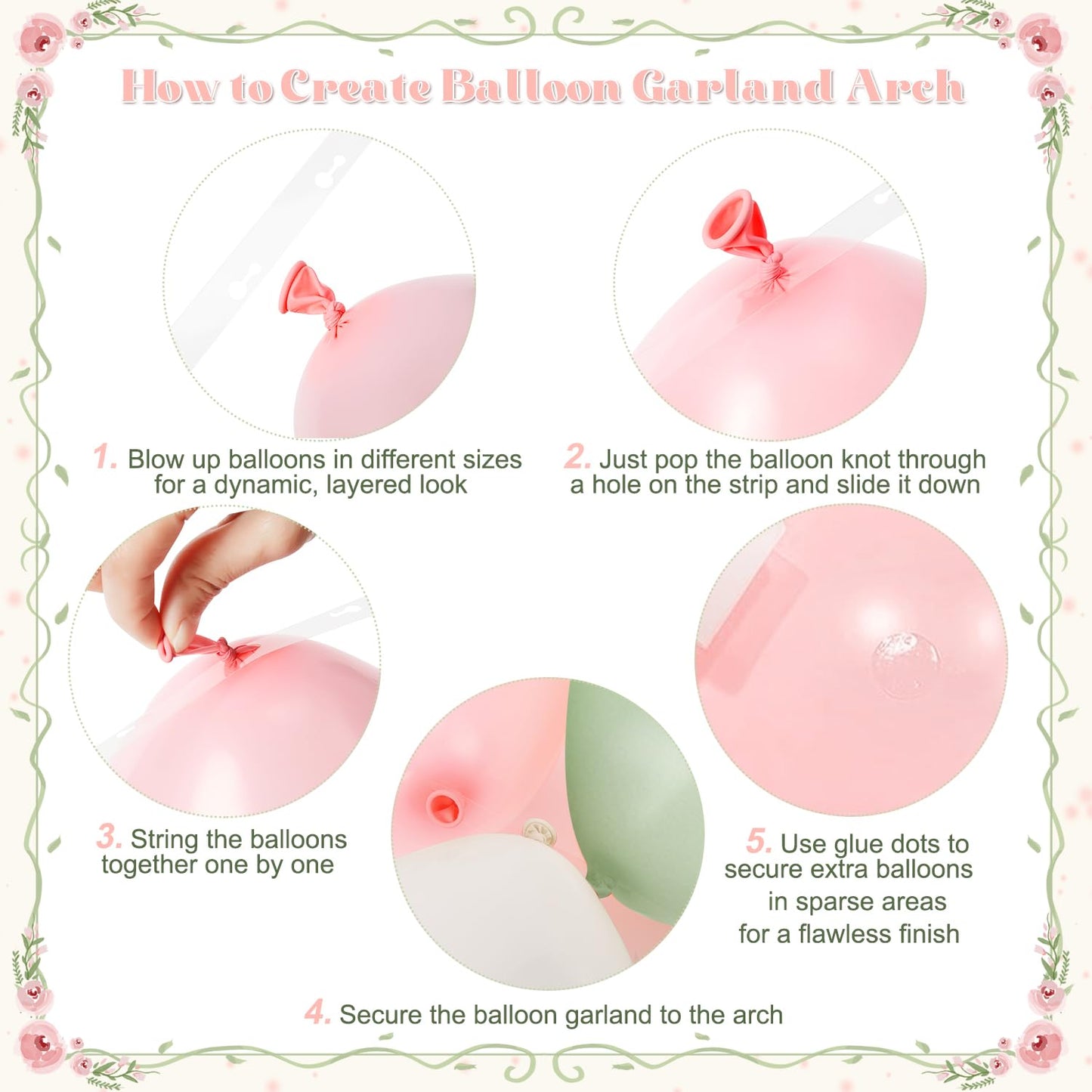 Pink and Green Gold Balloon Arch Kit for Baby Shower Birthday Decorations