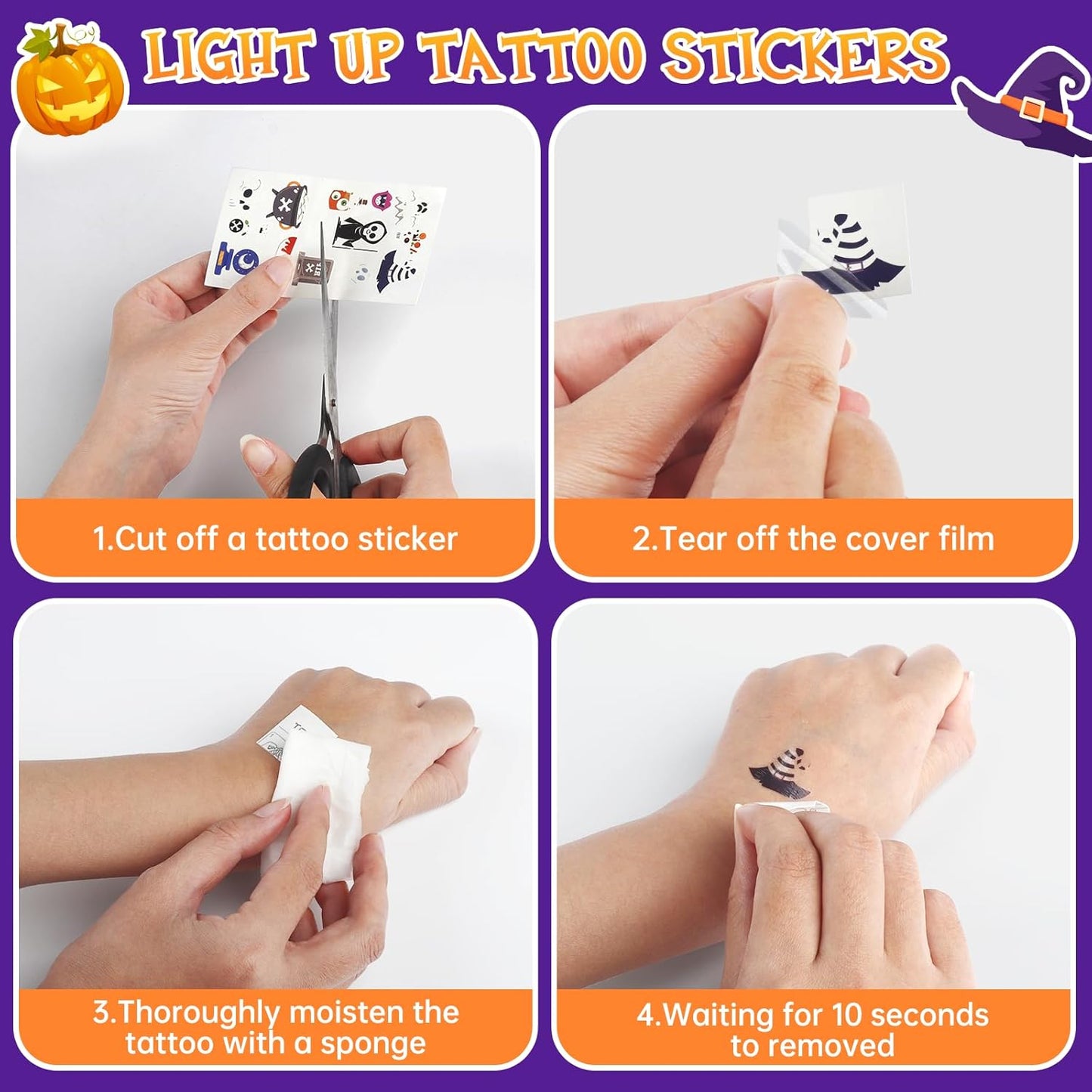 Halloween Bubble Machine Wand for Kids, Light up & Music Pumpkin Bubble Wand-2 Temporary Tattoos and 5 Bubble Solution, Halloween Boo Basket Stuffers for Toddlers Boys & Girls 3 4 5 6 7 8 + Years Old