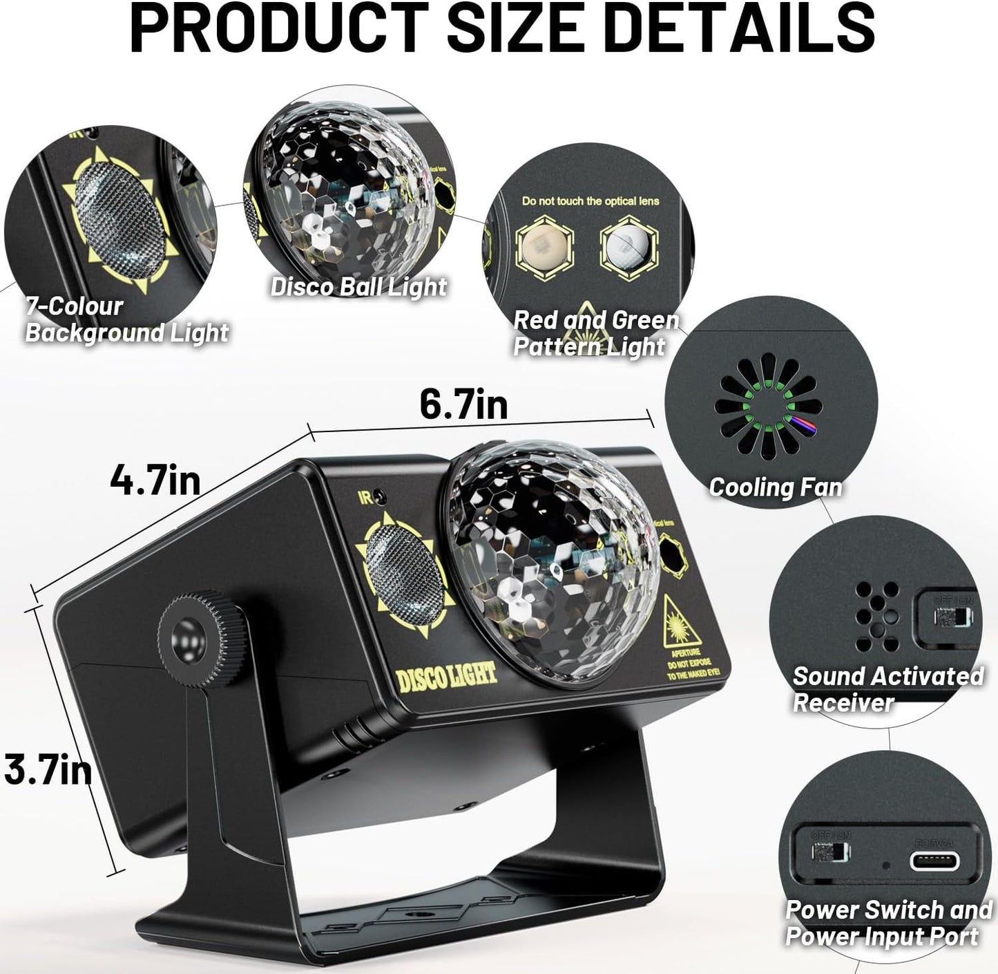 Party Lights Dj Disco Light Disco Ball Stage Strobe Lights LED Projector Sound Activated with Remote Control for Parties Xmas Club Bar Gift Birthday Rave Christmas Home Room Decoration