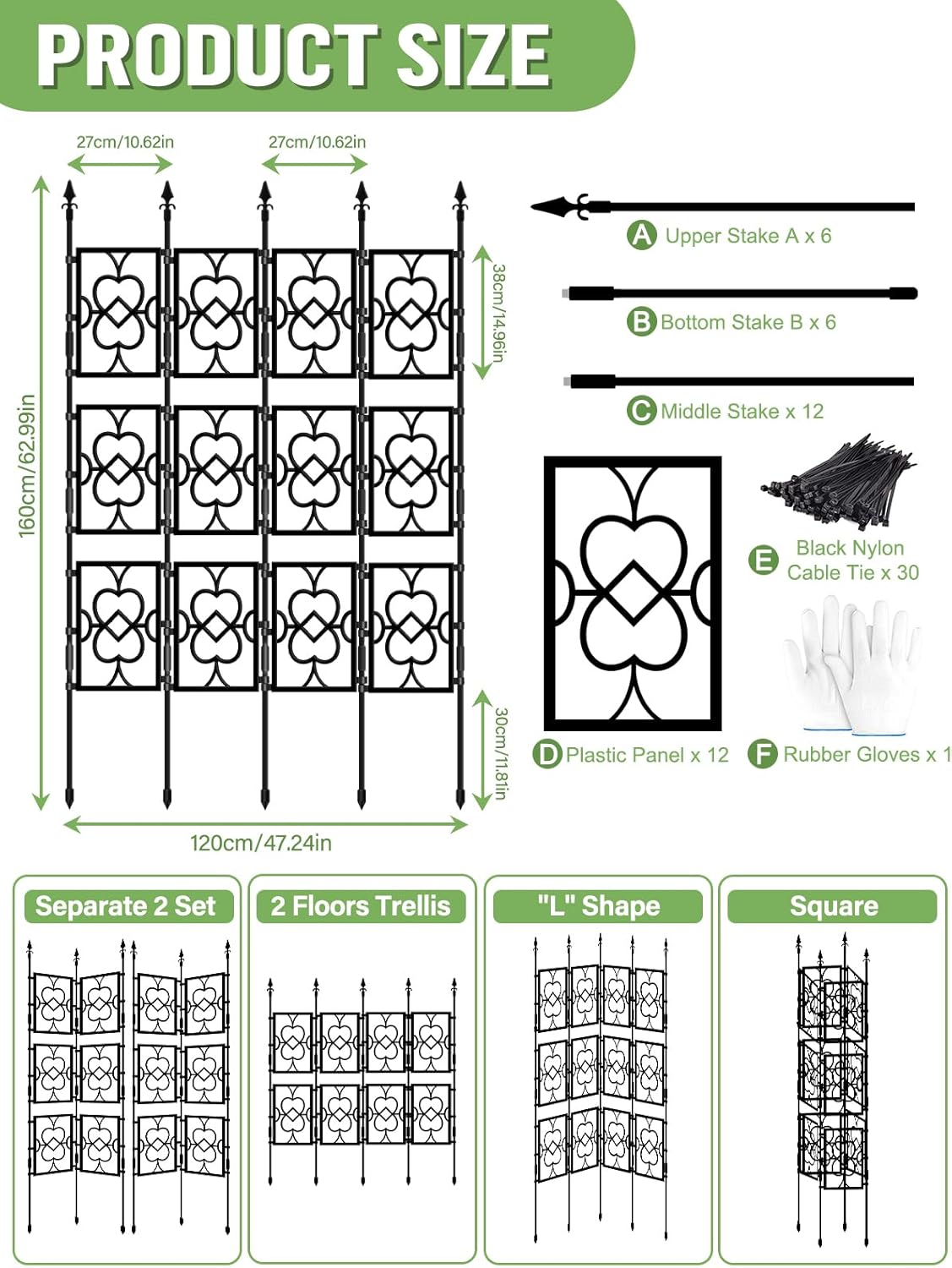 4 Sets Garden Trellis for Climbing Plants, Kalolary 5.5FT Plastic Love Screen Plant Trellis Frame for Potted Plants Rustproof Thicken Cucumber Trellis Stand for Vines Flowers Vegetable Indoor Outdoor