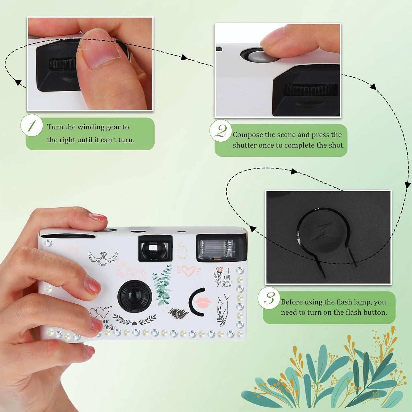 8 Pack Disposable Camera for Wedding 35 mm Film Single Use Camera with Flash Disposable White Cameras DIY One Time Camera for Wedding Anniversary, Travel, Camp, Party Supply