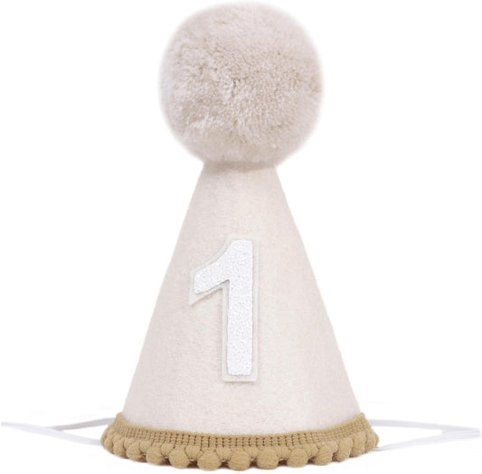 MAMUXI Natural Boho Birthday Hat - 1st Birthday Hat,Natural Boho First/1st Birthday Decorations,Cake Smash Photo Prop