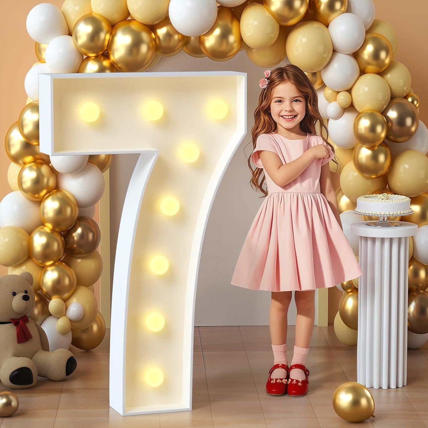 imprsv Marquee Light Up Numbers, Mosaic 3FT Marquee Numbers for 70th Birthday Decorations Anniversary Party Decor, Large 7 for Party Decorations (Need to Assemble)