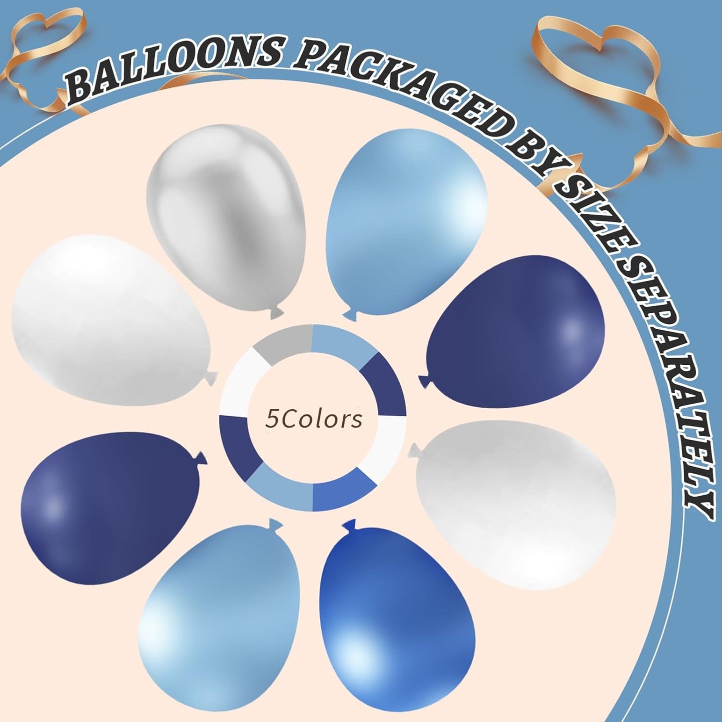 412Pcs Blue Balloon Arch Kit,5 10 12 18 inch Blue Balloon Garland with Metallic Dark Blue Silver Balloons for Baby Shower Graduation Birthday Wedding Party Decorations