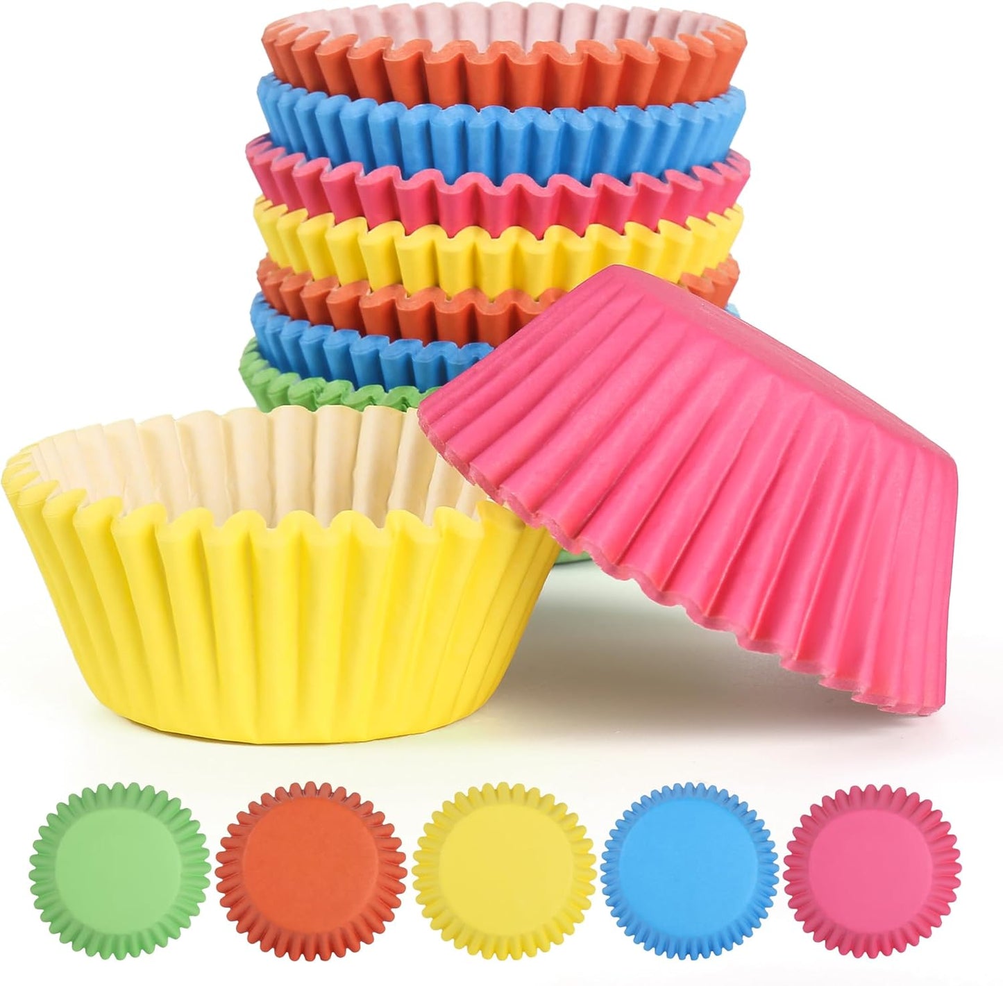 2 inch 1000-Count Mini Cupcake Liners Bright Colorful Muffin Baking Cups, Odorless,Baking Paper Cups for Baking Candy Cooking，Upgraded & Food Grade Grease-Proof Paper(Rainbow, 2 Inch)