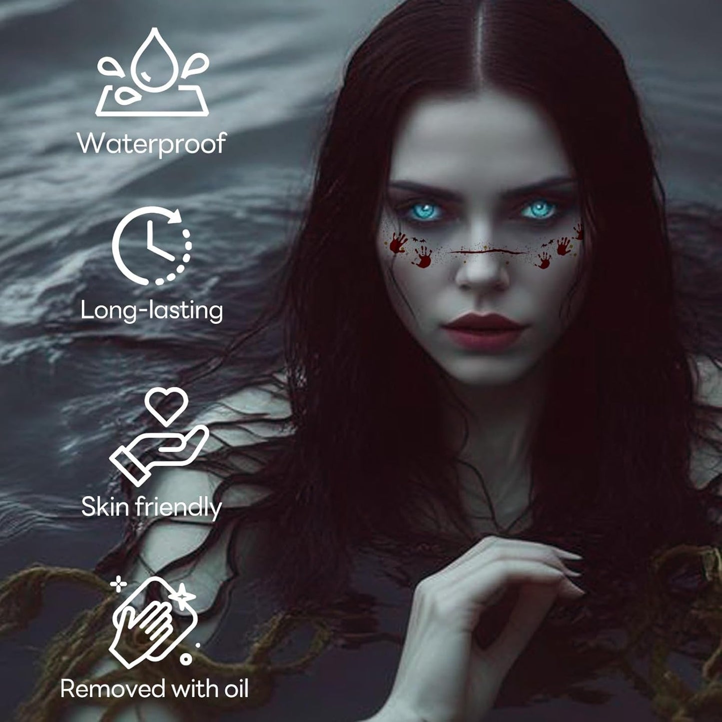 Glitter Freckles, 24PCS Glitter Freckles Face Tattoo, Sparkle Freckles for Women, Waterproof Gold Temporary Face Tattoos Glitter Glow Up Patches Makeup Patches (Halloween 6pcs)