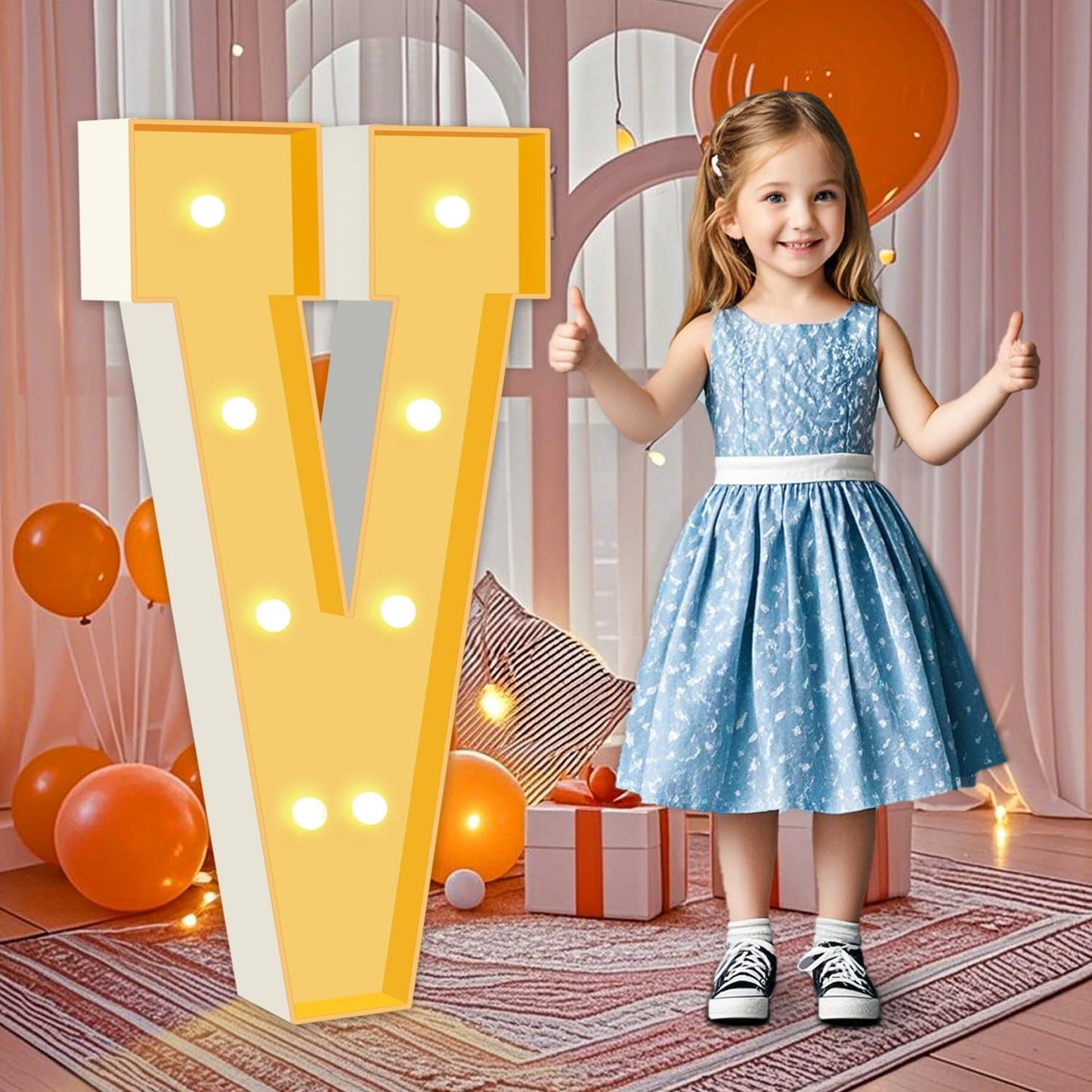 3FT Marquee Letters, Mosaic Large Letters V for Birthday Party, Light Up Letter for Wedding Backdrop Decoration Anniversary Baby Shower Day Decor, Pre-Cut Big Foam Board Frame Kit