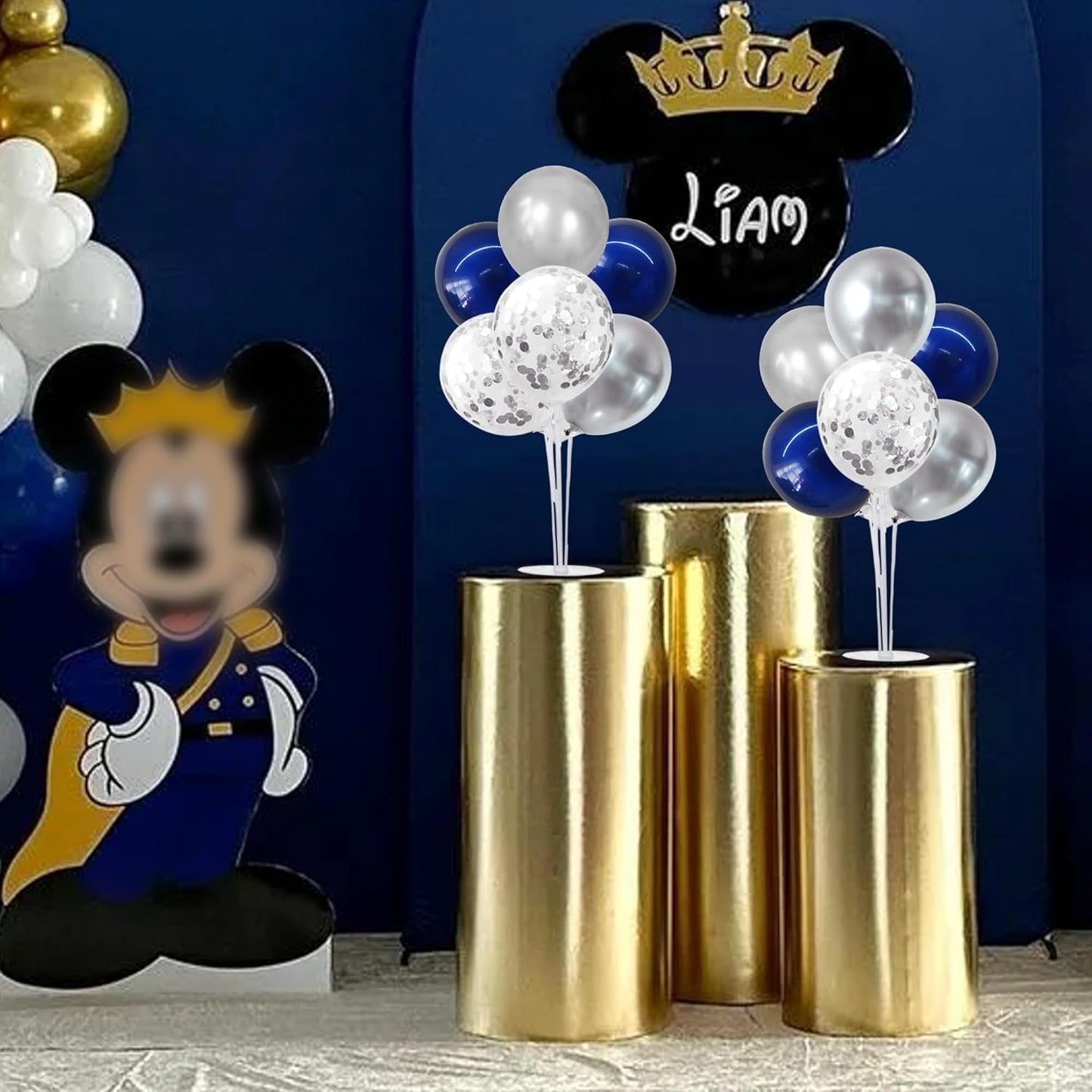 TONIFUL 6 Set Navy Blue Silver Balloon Centerpieces for Table,Balloon Arch Kit for Graduation Decorations 2025 Class of 2025 Party Decorations,New Year,Anniversary,Birthday Decoration