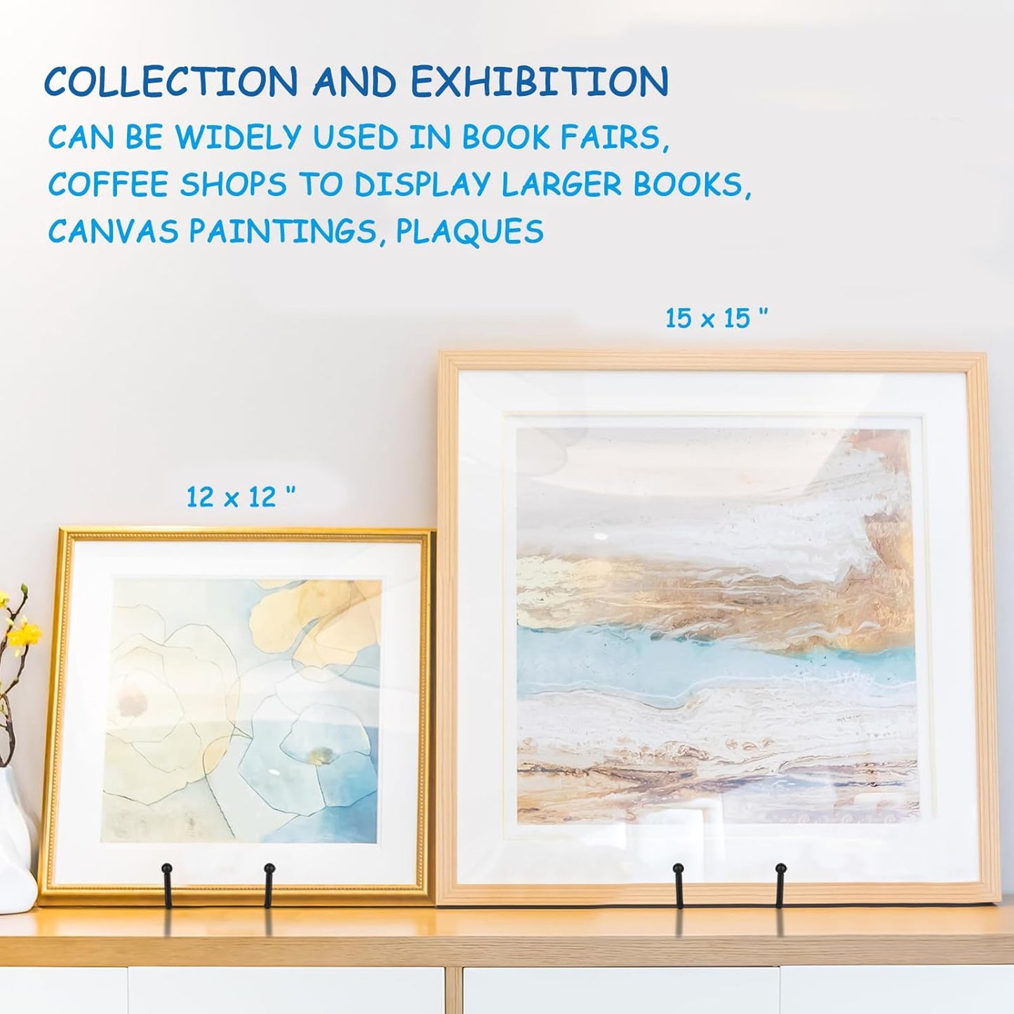 Decolore 5 Pack 12 Inch Black Picture Stands Plate Stands for Display Large Book Stands for Picture, Decorative Plate, Book, Frame, Tabletop Poster