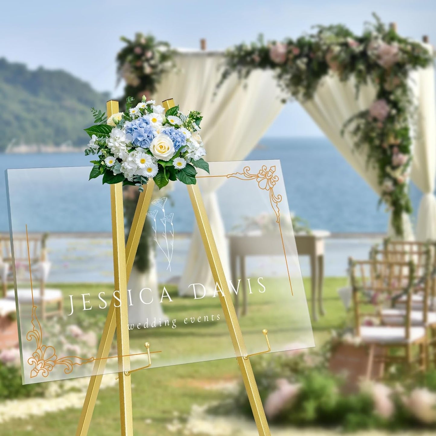 GRENTY 46.7" Gold Easel Stand for Wedding Signs ??No Assembly Needed, Heavy Duty Metal Display Stand for Art, Welcome Signs, Posters, Pictures, Paintings, and Floor Décor